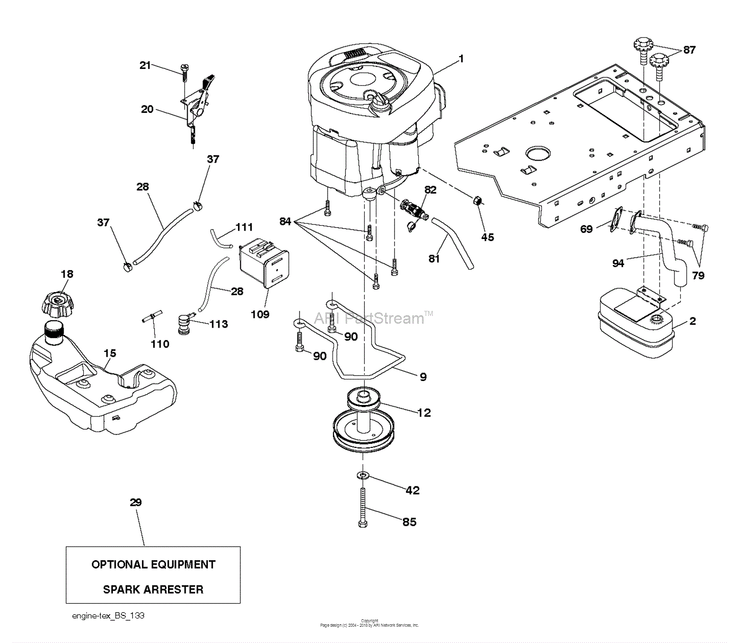 Husqvarna YTH18542 96045006000 (201706) Parts Diagram for ENGINE