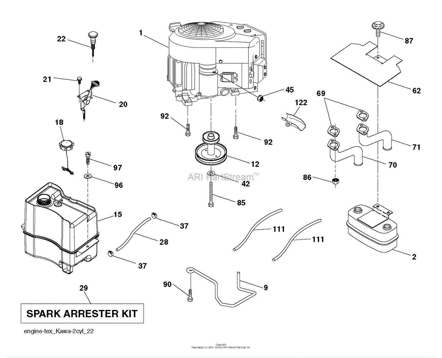 Husqvarna YTH18K46 - 96043014300 (2012-08) Parts Diagram for ENGINE