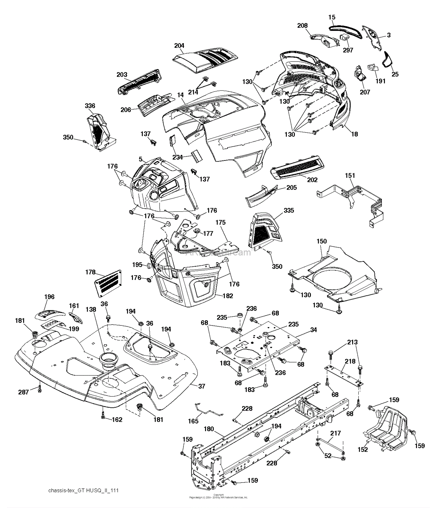 Husqvarna YTH18K46 - 96043014400 (2012-08) Parts Diagram for CHASSIS ...