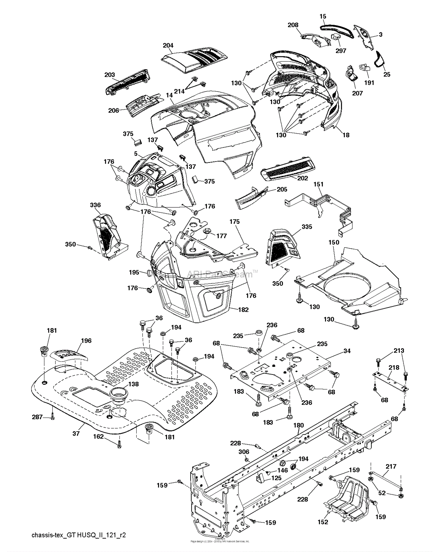 Husqvarna YTH18K46 - 96043021900 (2016-06) Parts Diagram for CHASSIS ...