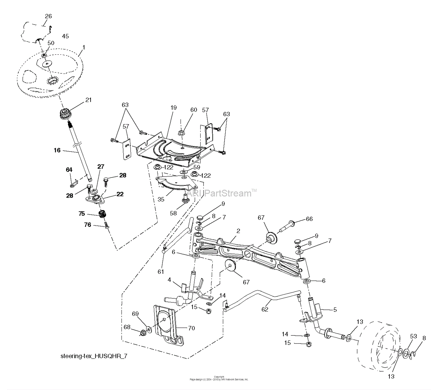 Husqvarna YTH18K46 - 96043021900 (2016-06) Parts Diagram for STEERING