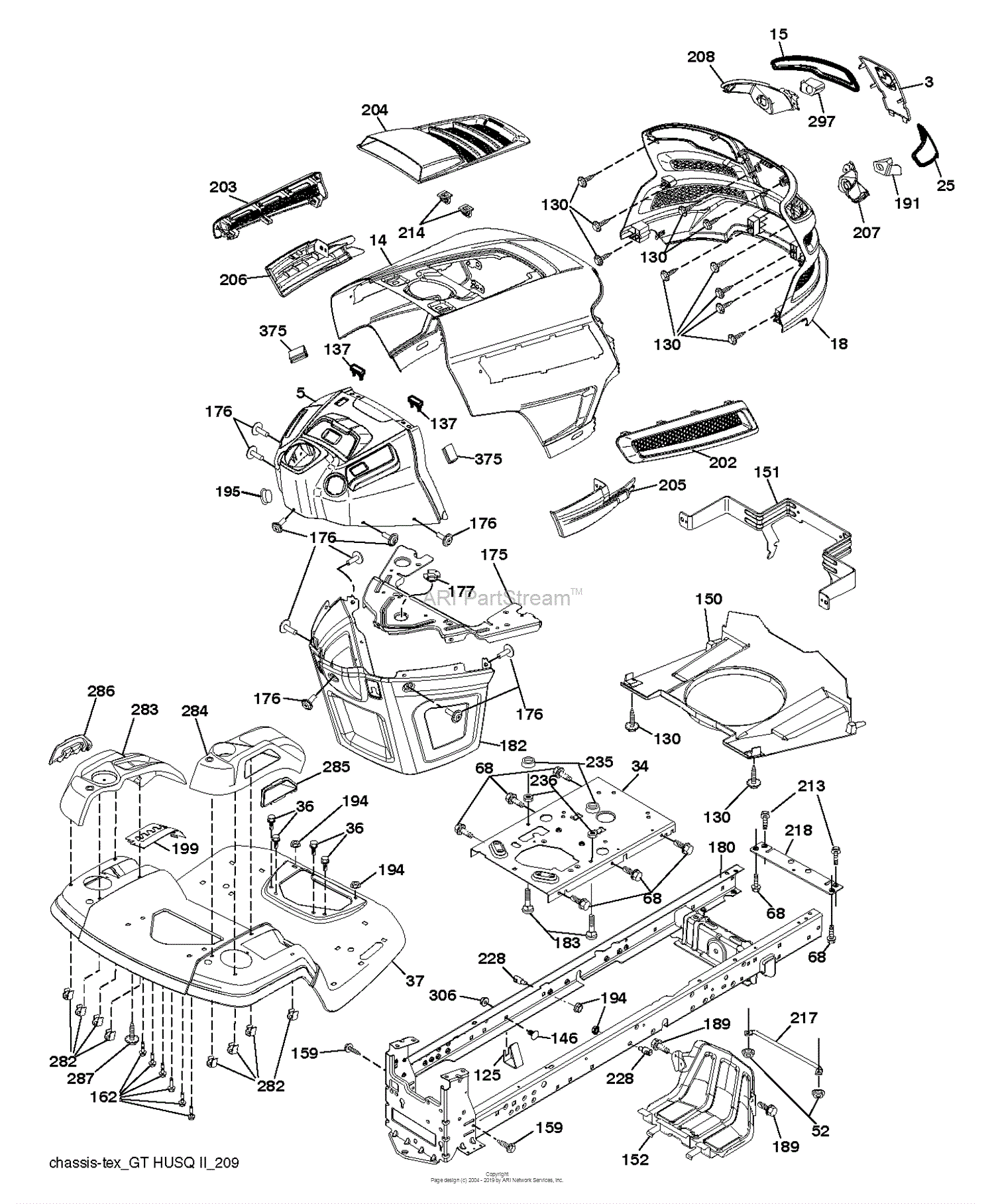 Husqvarna YTH1942 - 96043024900 (2017-08) Parts Diagram for CHASSIS ...