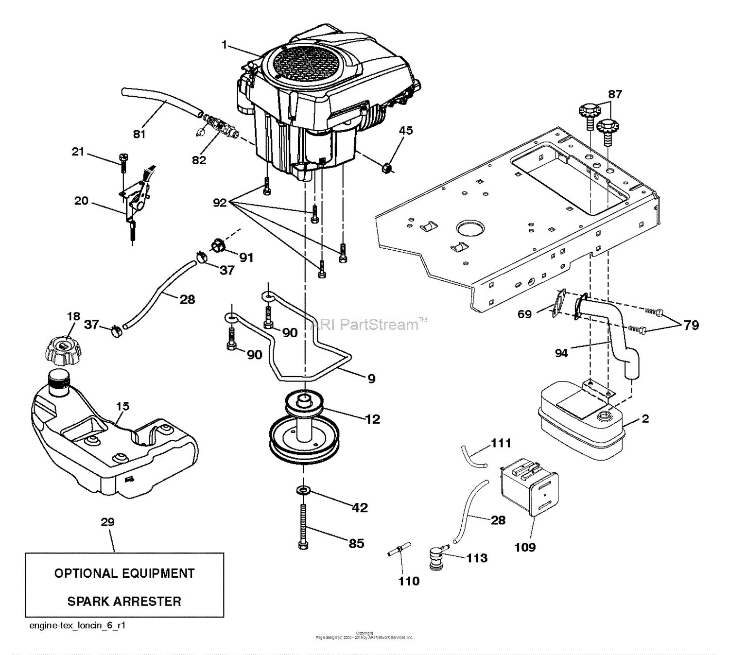 Husqvarna YTH1942 - 96043026700 (2017-10) Parts Diagram for ENGINE