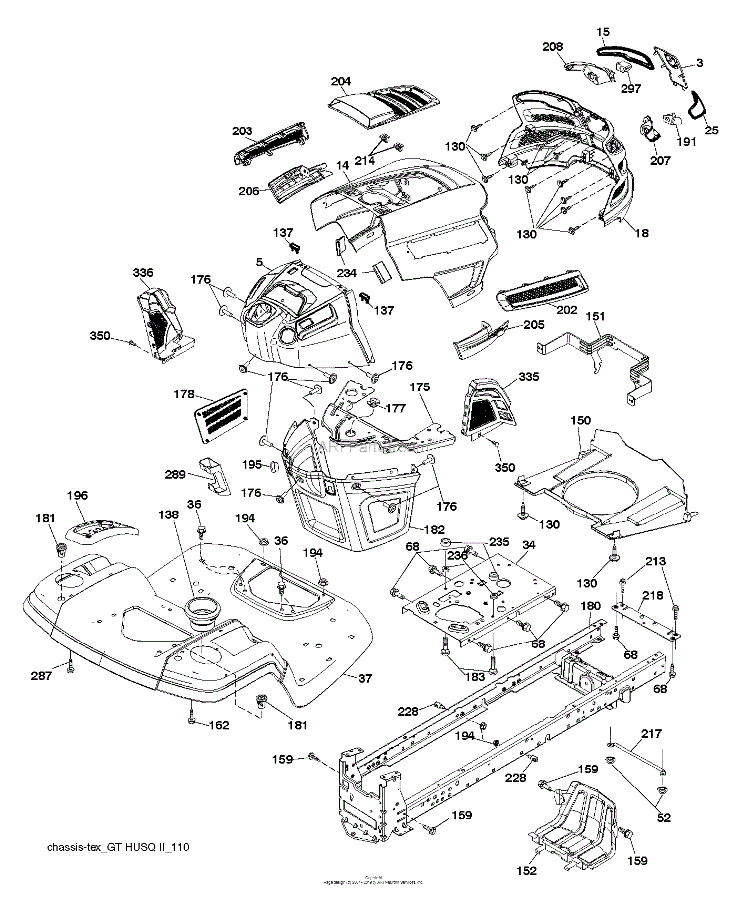 Husqvarna YTH2042 - 250180 (2012-01) Parts Diagram for CHASSIS ENCLOSURES