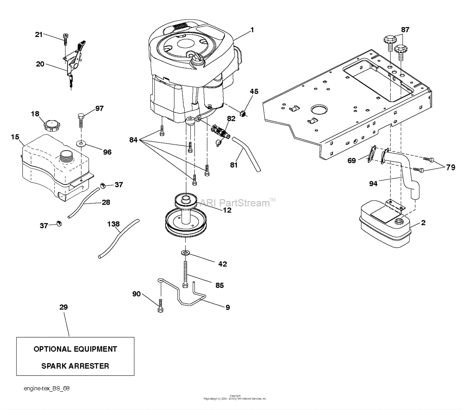 Husqvarna YTH2042 - 250180 (2012-01) Parts Diagram for ENGINE