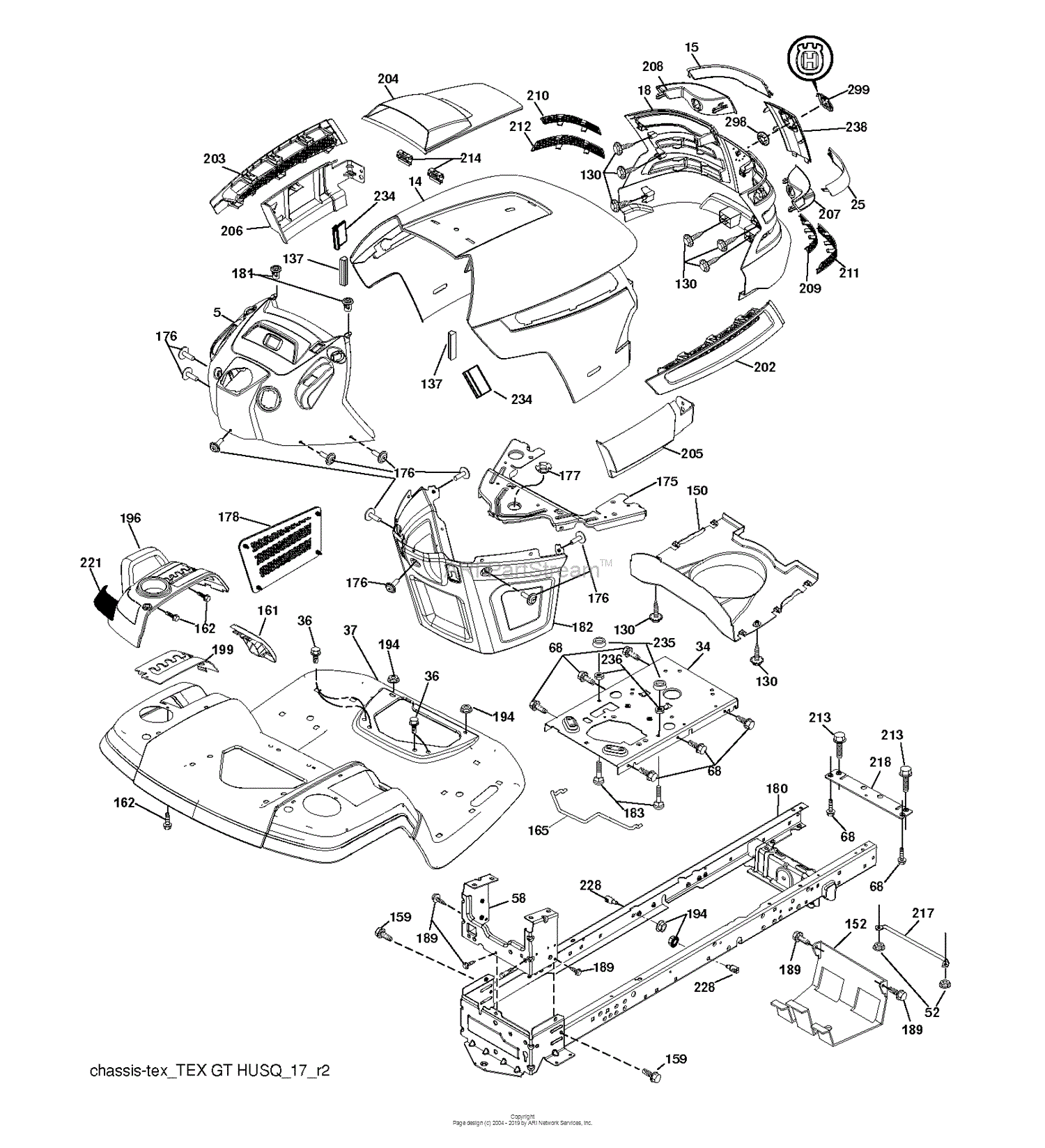 Husqvarna YTH2042 - 96041005404 (2011-06) Parts Diagram for CHASSIS ...