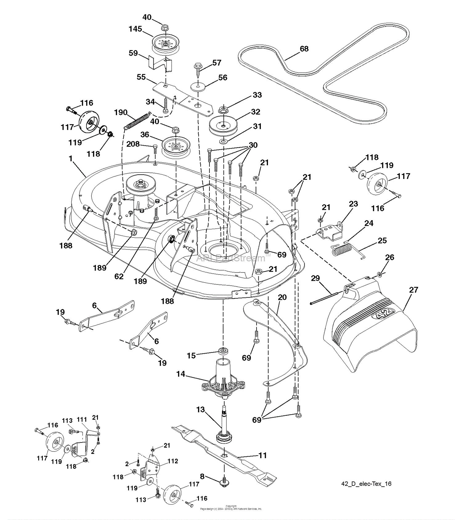 Husqvarna YTH2042 - 96041005404 (2011-06) Parts Diagram for MOWER DECK ...