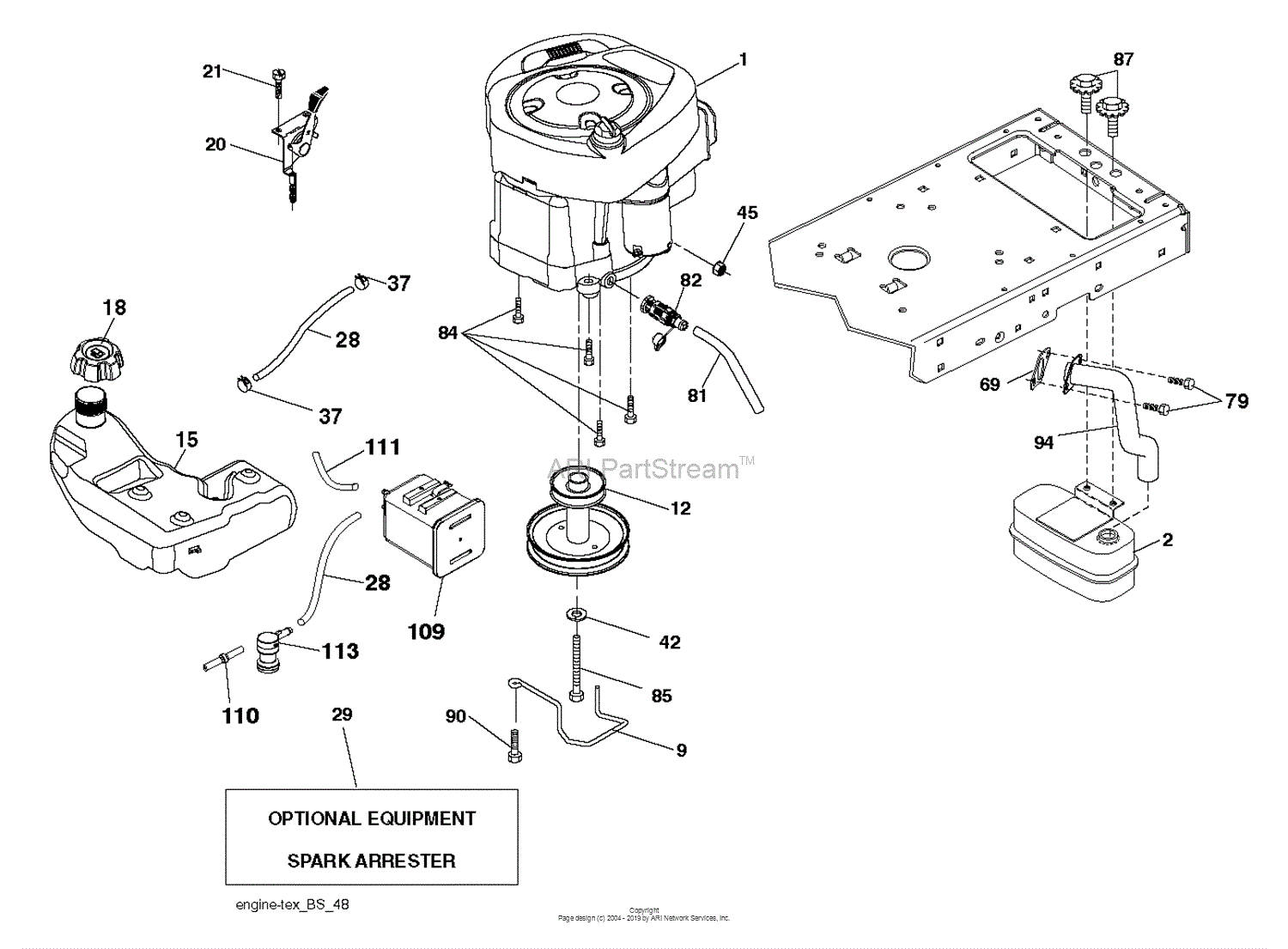 Husqvarna YTH2042 - 96043010602 (2012-02) Parts Diagram for ENGINE