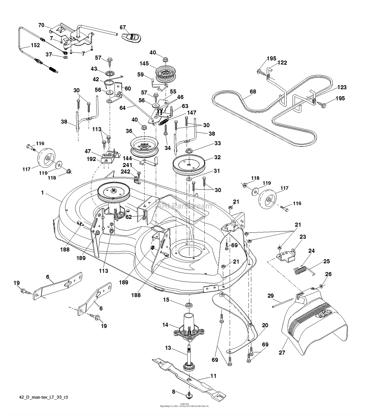 Husqvarna YTH2042 - 96043012102 (2011-06) Parts Diagram for MOWER DECK ...