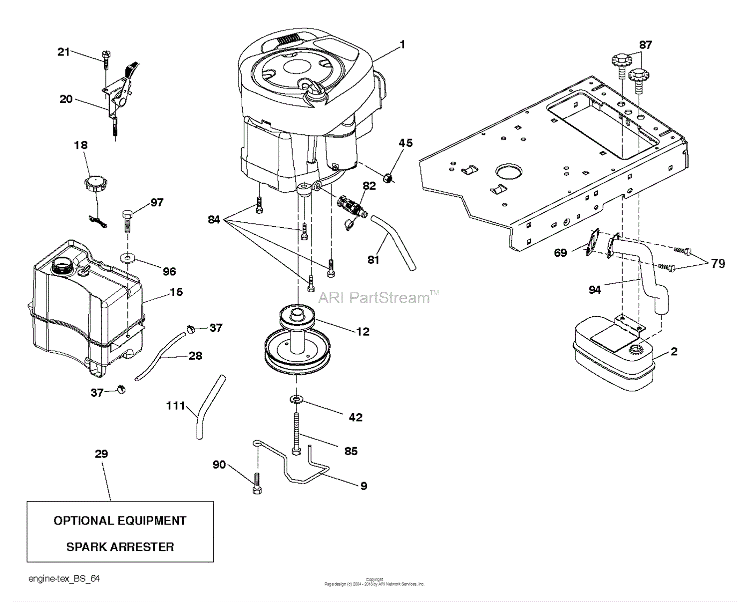 Husqvarna YTH2042 - 96043012103 (2011-08) Parts Diagram for ENGINE