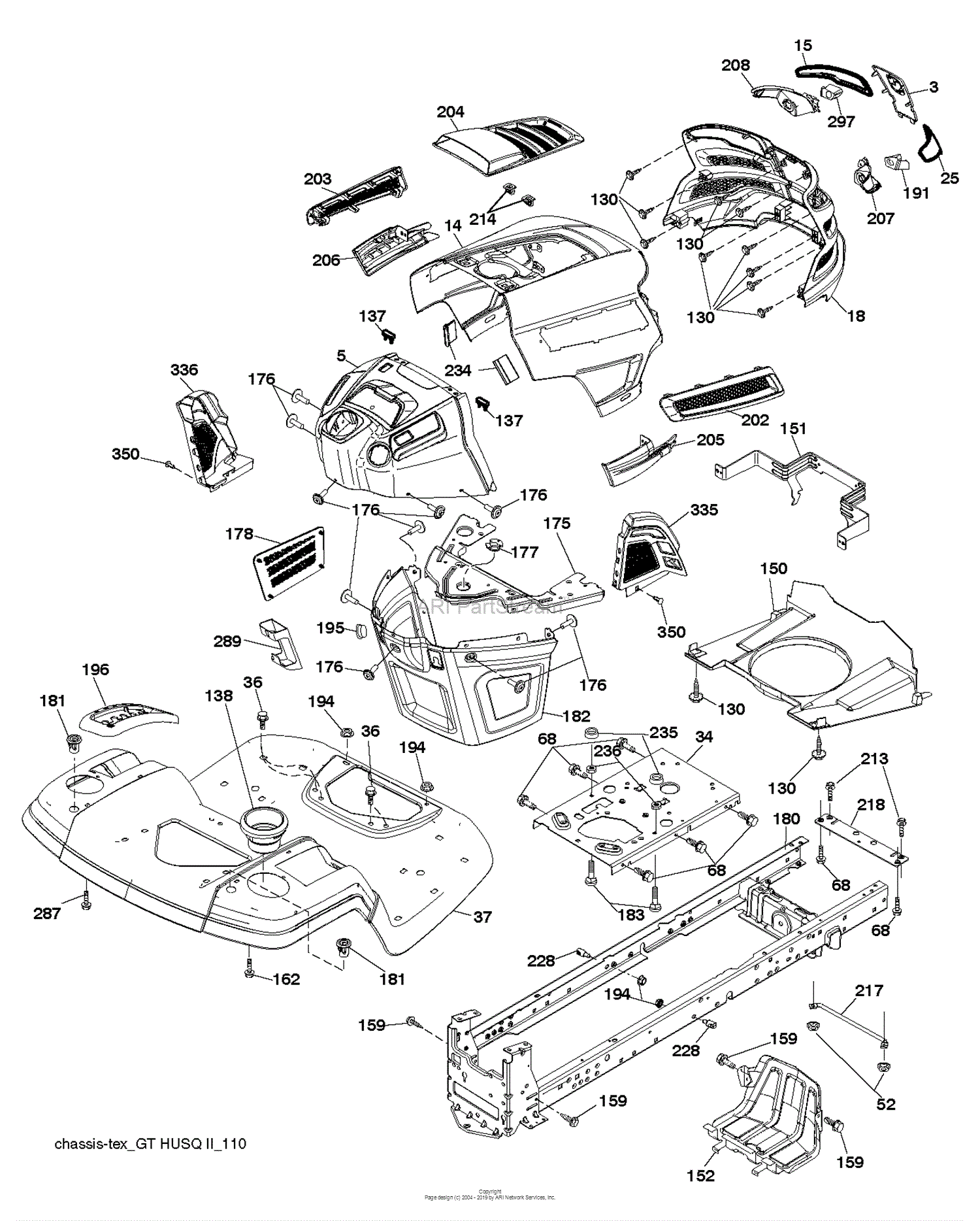 Husqvarna YTH2042 - 96043012104 (2012-08) Parts Diagram for CHASSIS ...