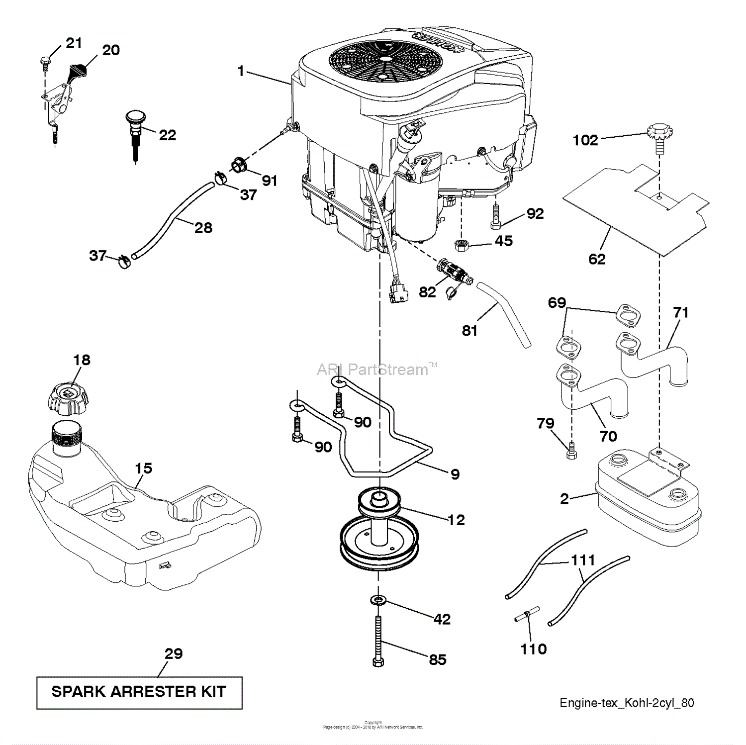 Husqvarna YTH20K46 - 96043027700 (2017-11) Parts Diagram for ENGINE