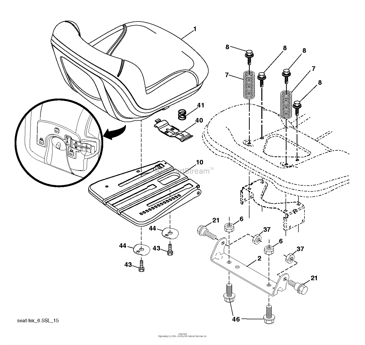 Husqvarna YTH20K46 96043027700 (201711) Parts Diagram for SEAT