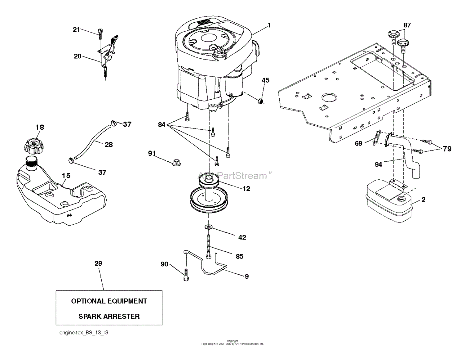 Husqvarna YTH2146 - 96048004200 (2012-10) Parts Diagram for ENGINE