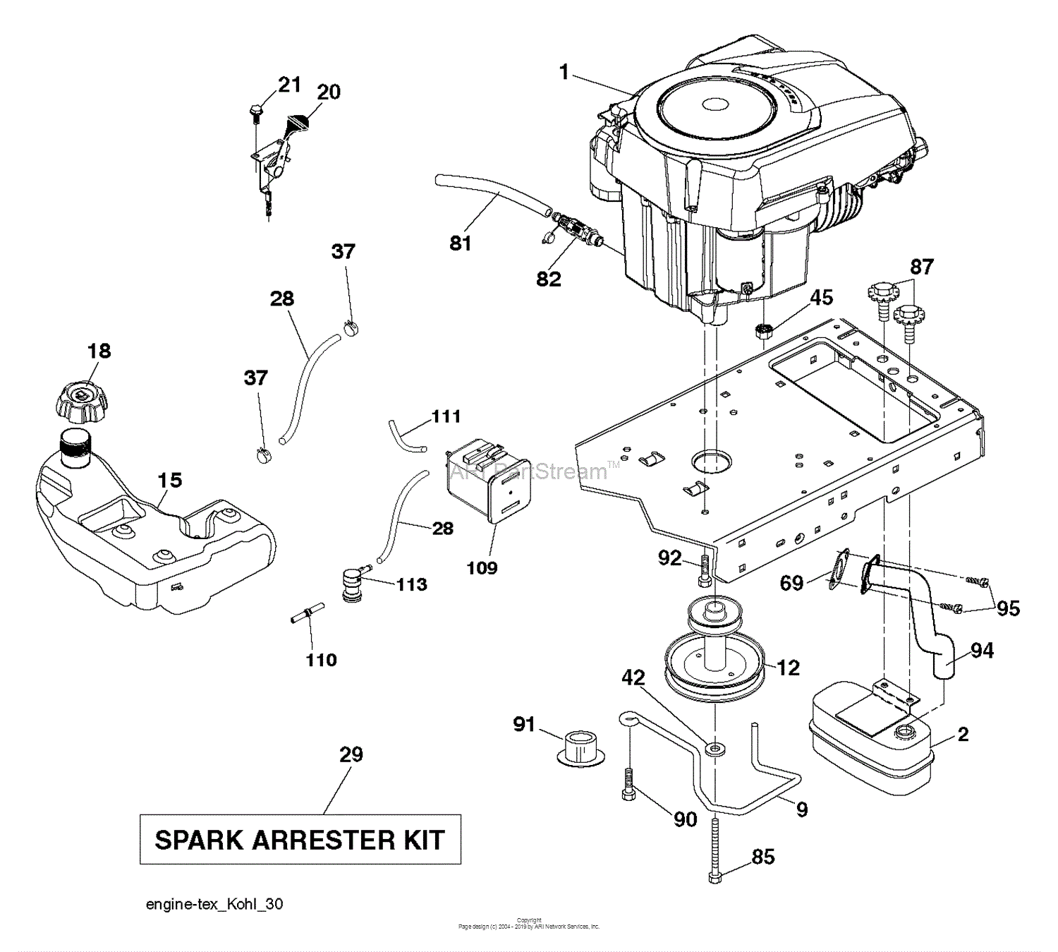 Husqvarna YTH21K46 96043012301 (201108) Parts Diagram for ENGINE