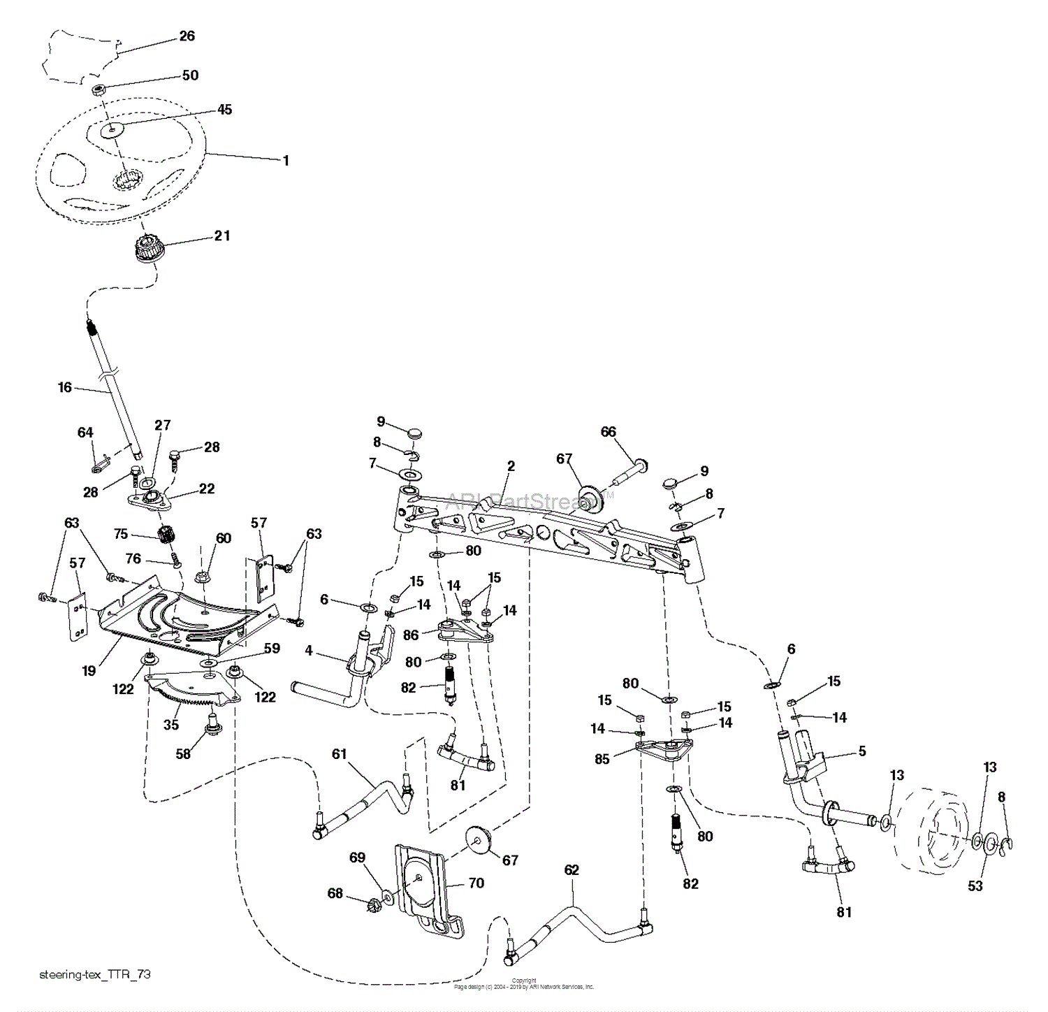 Husqvarna YTH224 T - 96041034400 (2013-10) Parts Diagram for STEERING