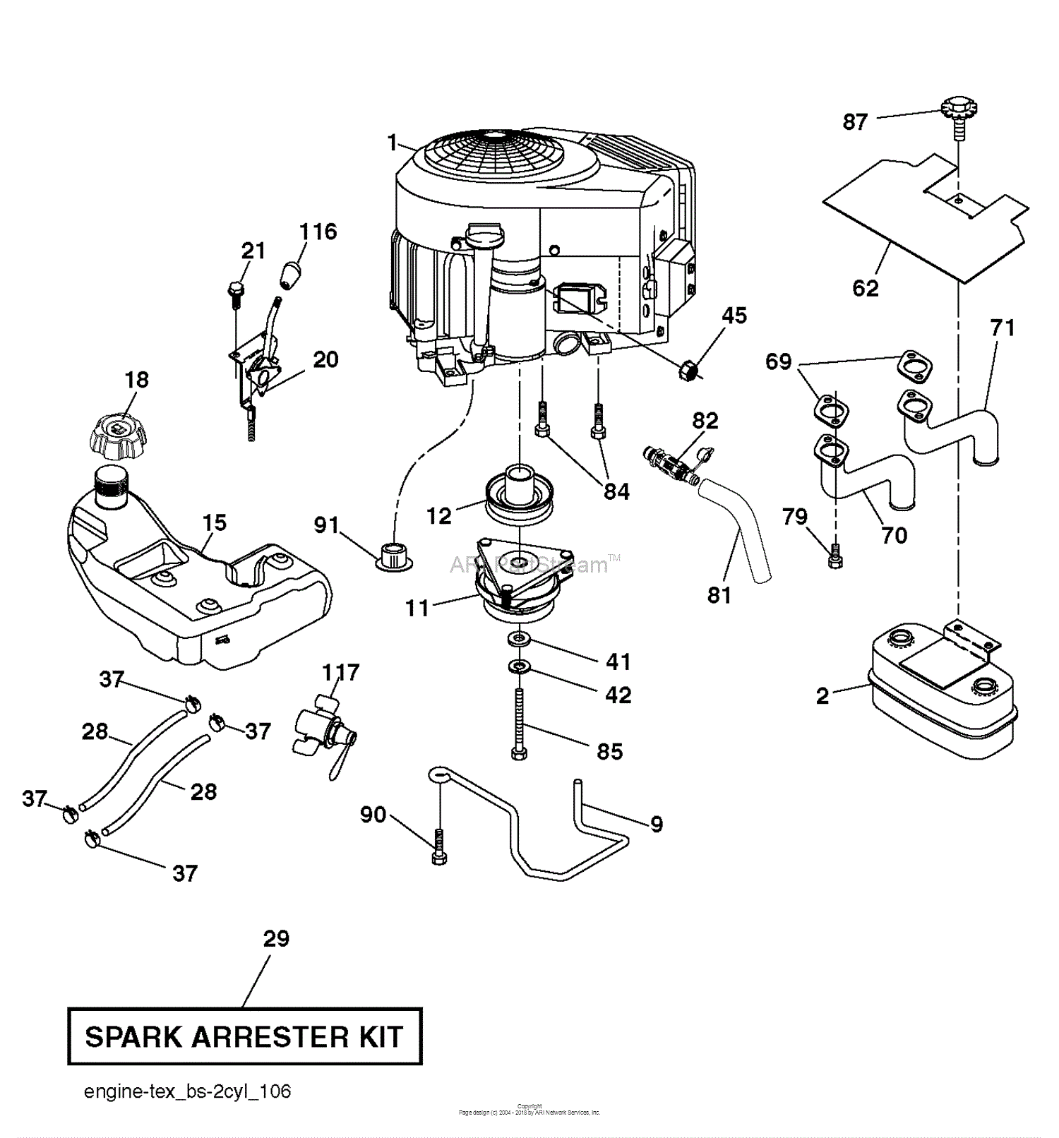 Husqvarna YTH2242 TDRF - 96041023704 (2014-05) Parts Diagram for ENGINE