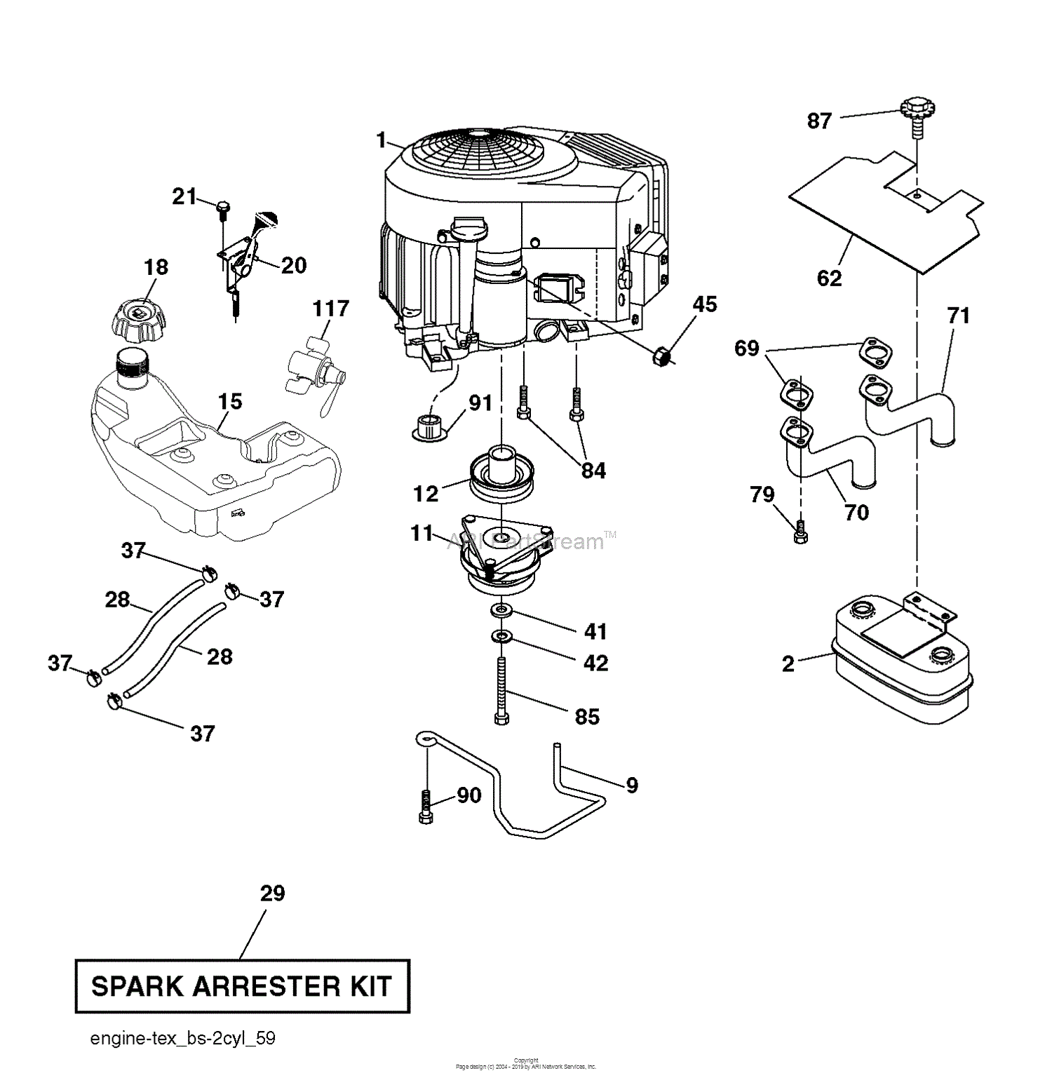 Husqvarna YTH2242TDF - 96041017304 (2011-05) Parts Diagram for ENGINE