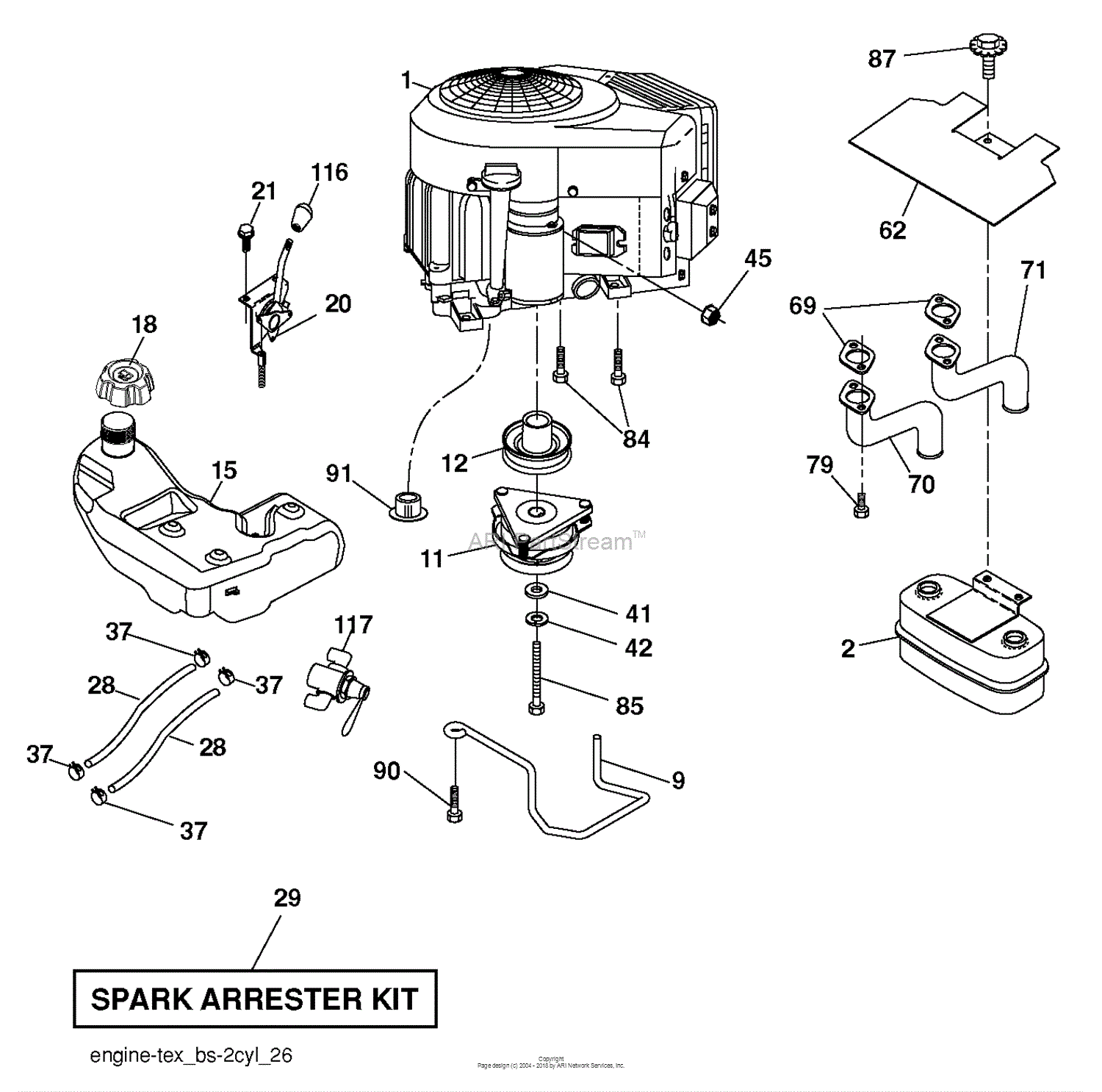 Husqvarna YTH2246 TDR - 96041027203 (2014-05) Parts Diagram for ENGINE