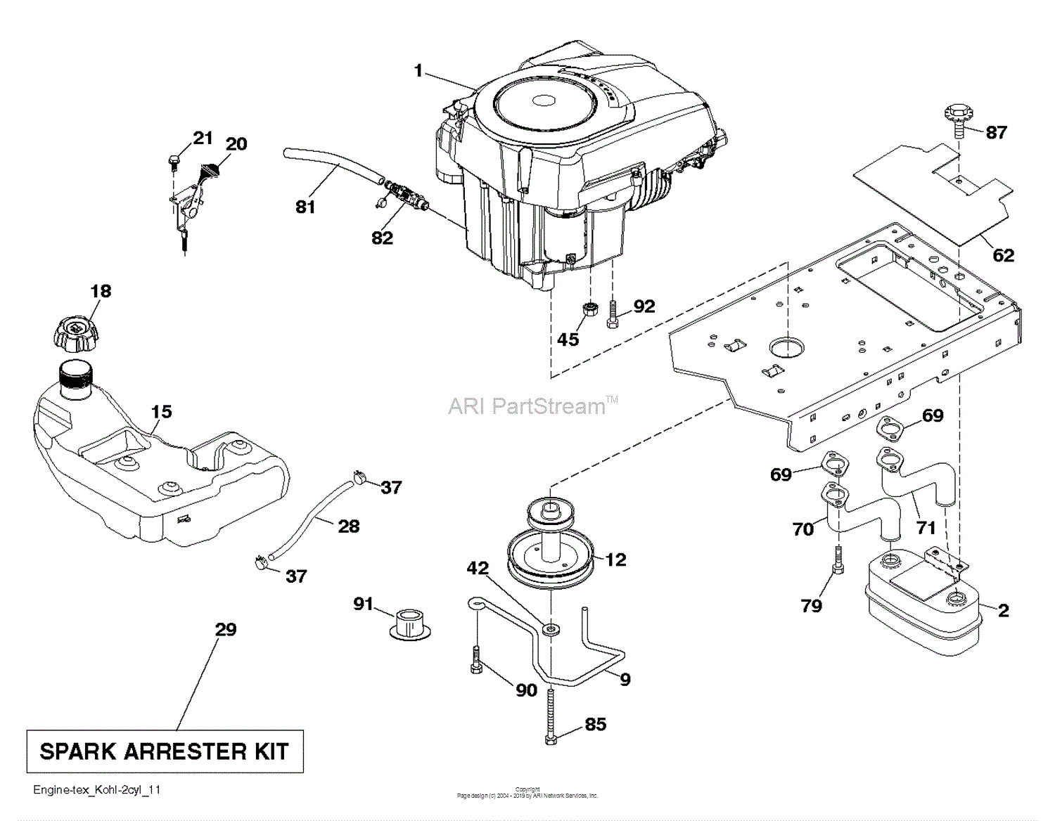 Husqvarna YTH22K42 - 96048003200 (2012-01) Parts Diagram for ENGINE