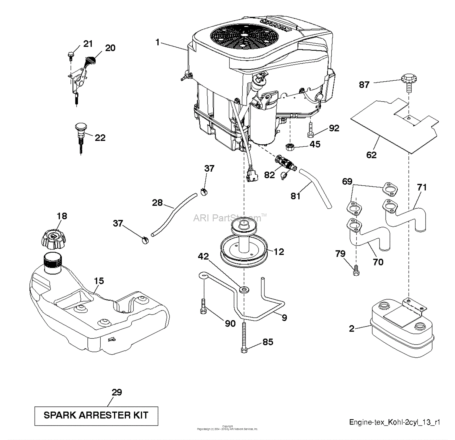 Husqvarna YTH22K42 - 96048003201 (2012-08) Parts Diagram for ENGINE