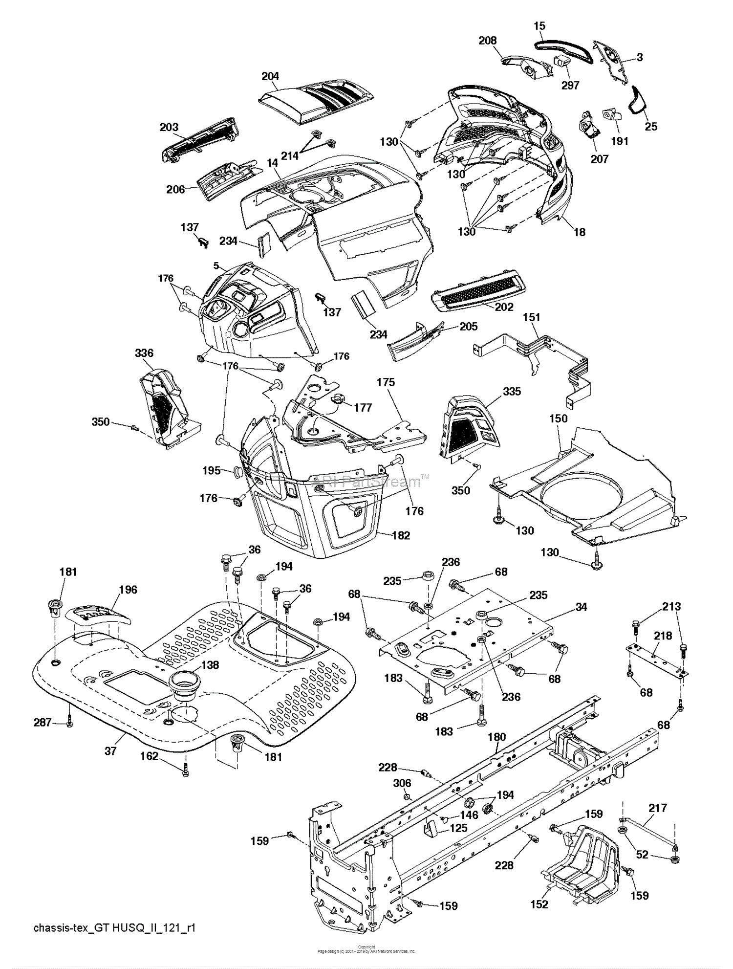 Husqvarna YTH22V42 - 96043021600 (2015-08) Parts Diagram for CHASSIS ...