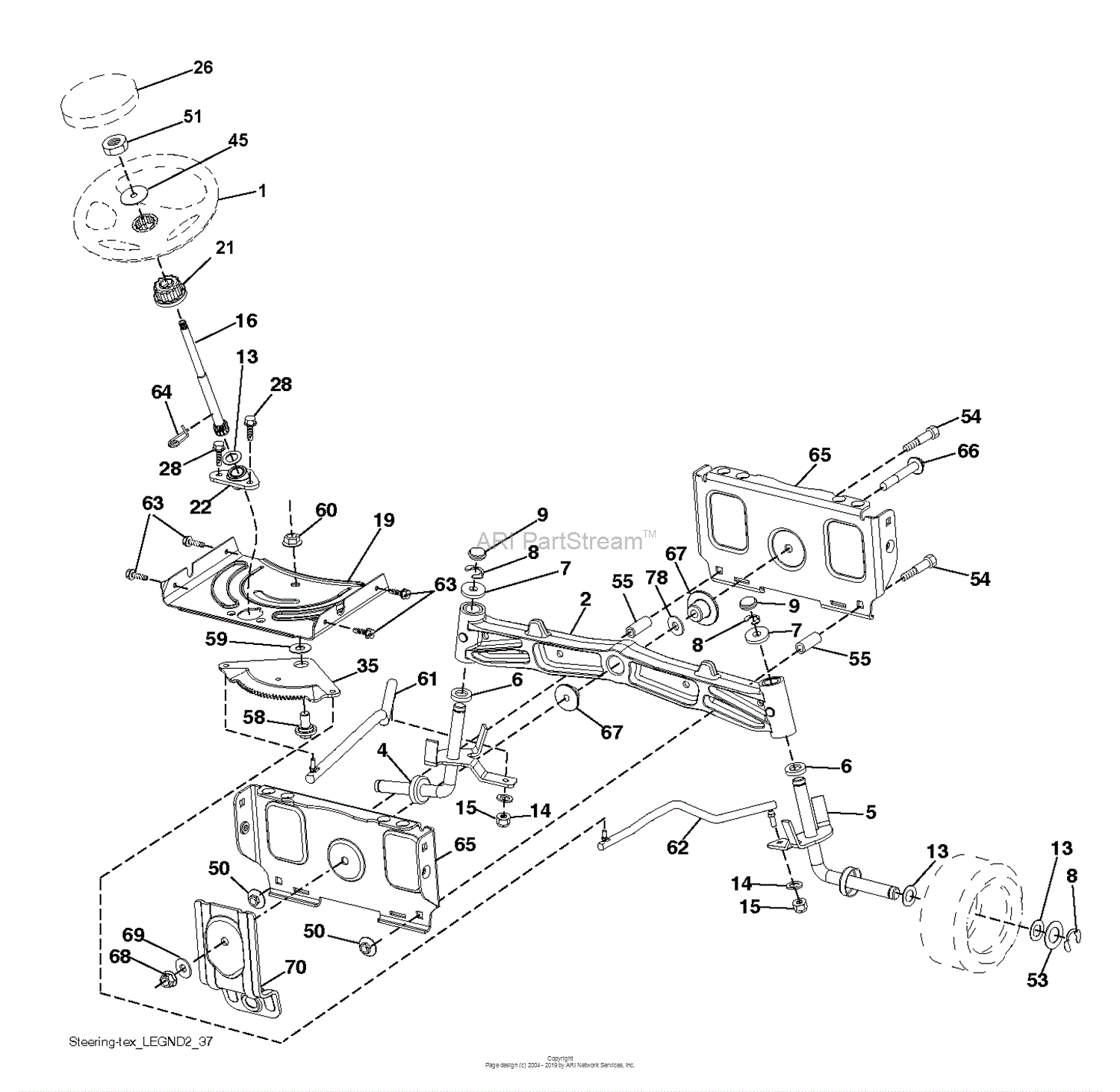 Husqvarna Yth22v42ls 96043011301 2011 01 Parts Diagram For Steering