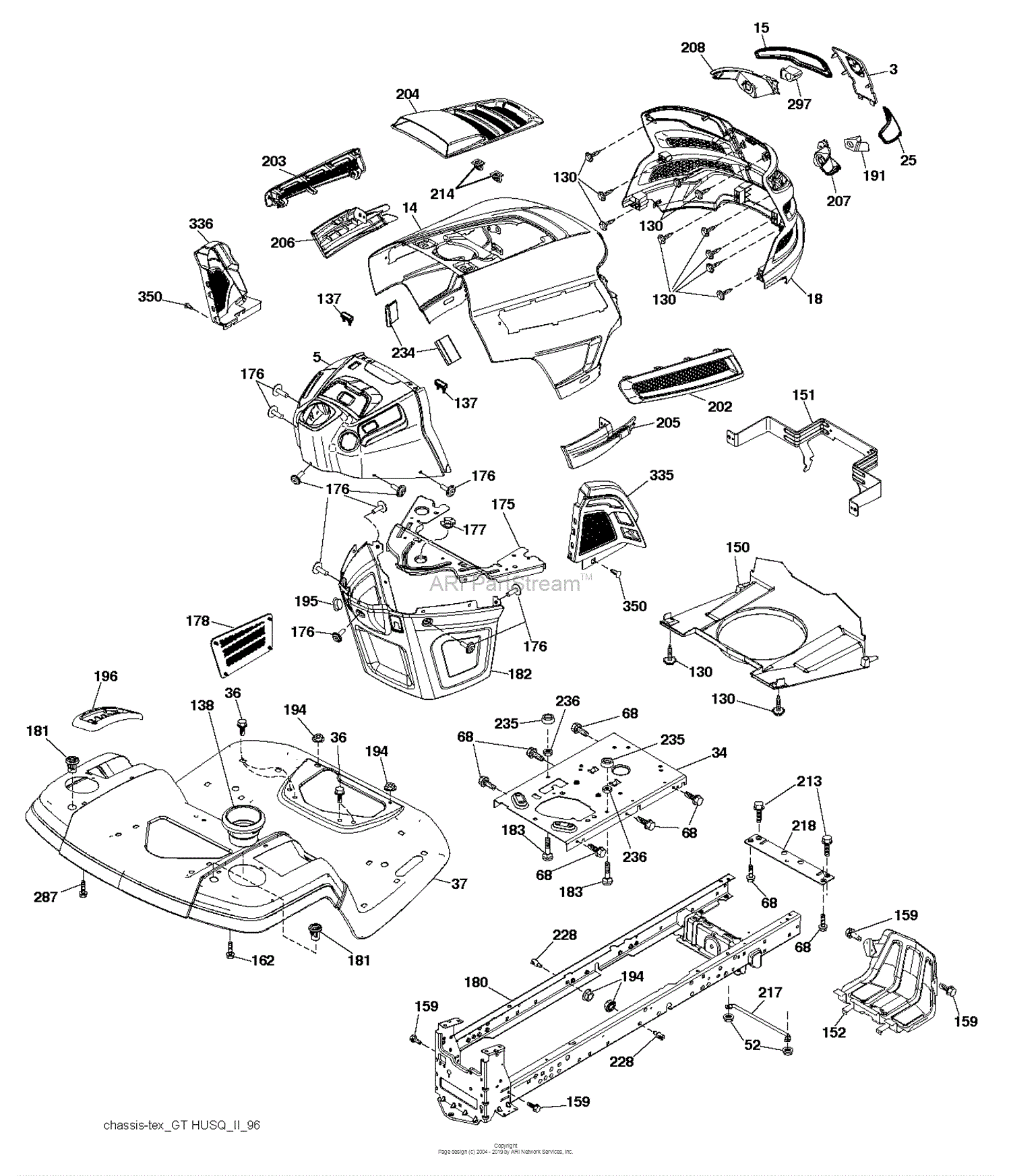 Husqvarna YTH22V46 - 96043016100 (2012-09) Parts Diagram for CHASSIS