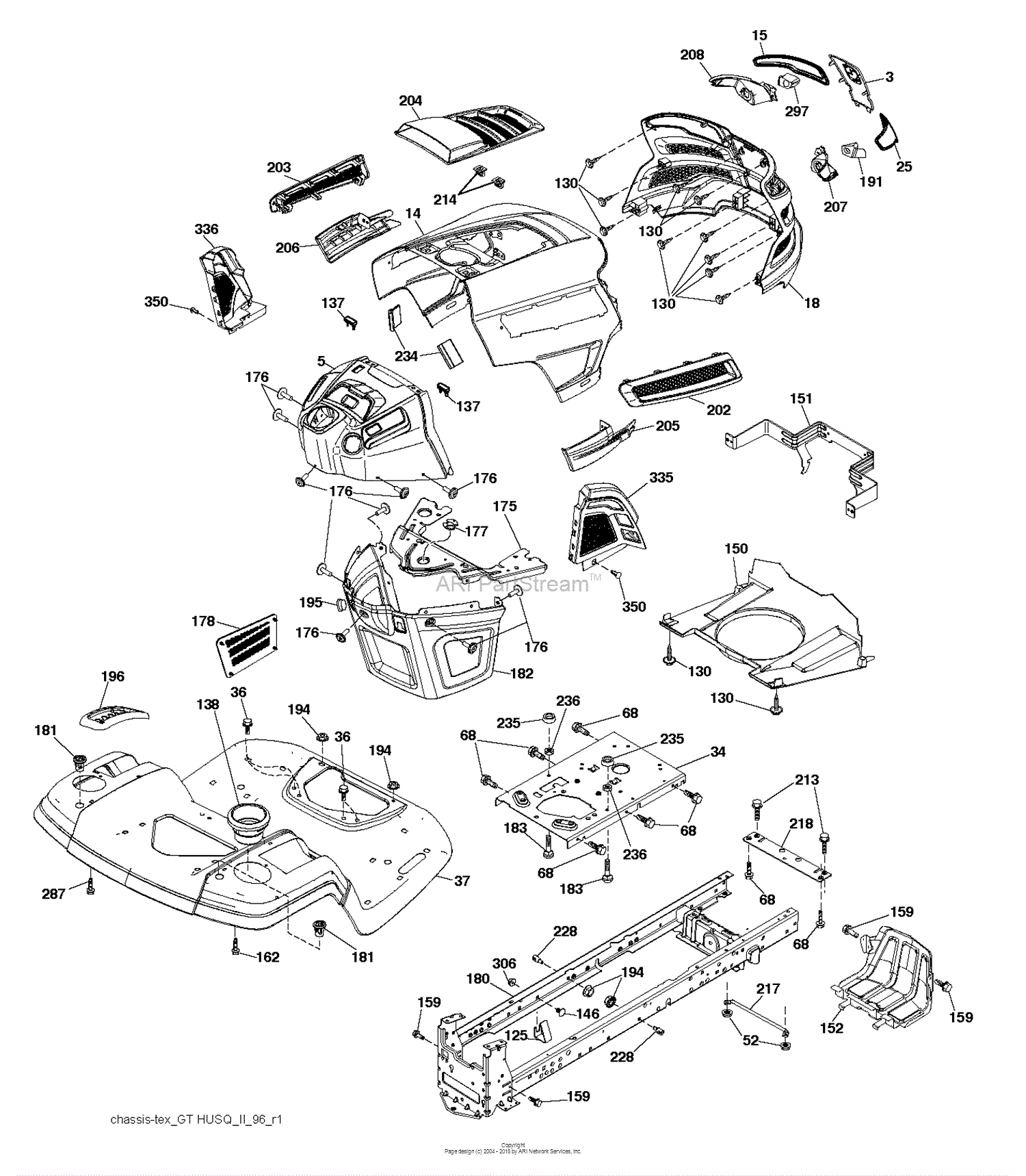 Husqvarna YTH22V46 96043018101 (201403) Parts Diagram for CHASSIS