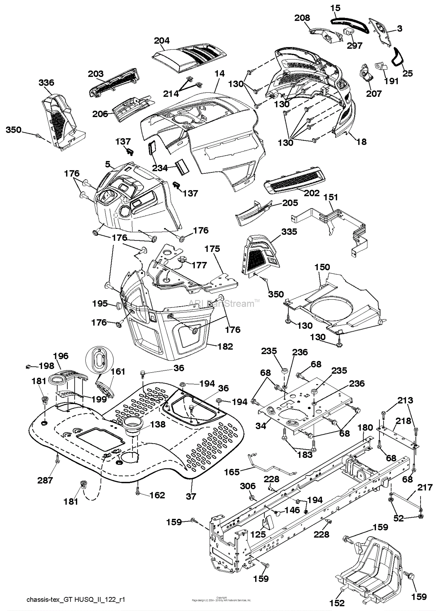 Husqvarna YTH22V46 - 96043018500 (2013-09) Parts Diagram for CHASSIS ...