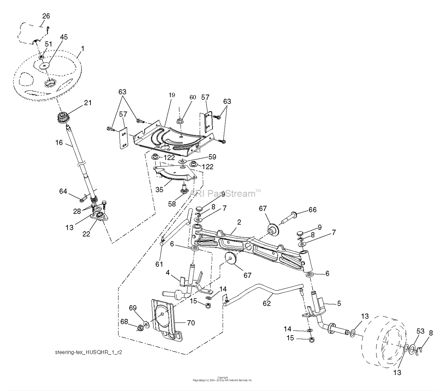 Husqvarna YTH22V46 - 96045004100 (2012-09) Parts Diagram for STEERING