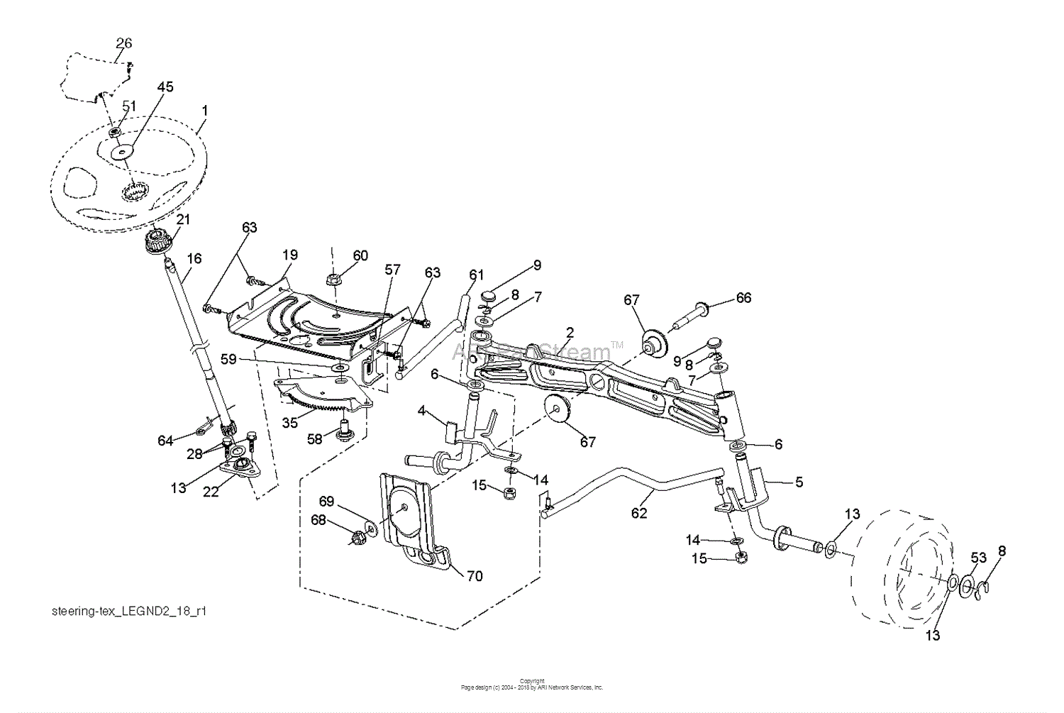 Husqvarna YTH2348 - 96045002701 (2010-12) Parts Diagram for STEERING