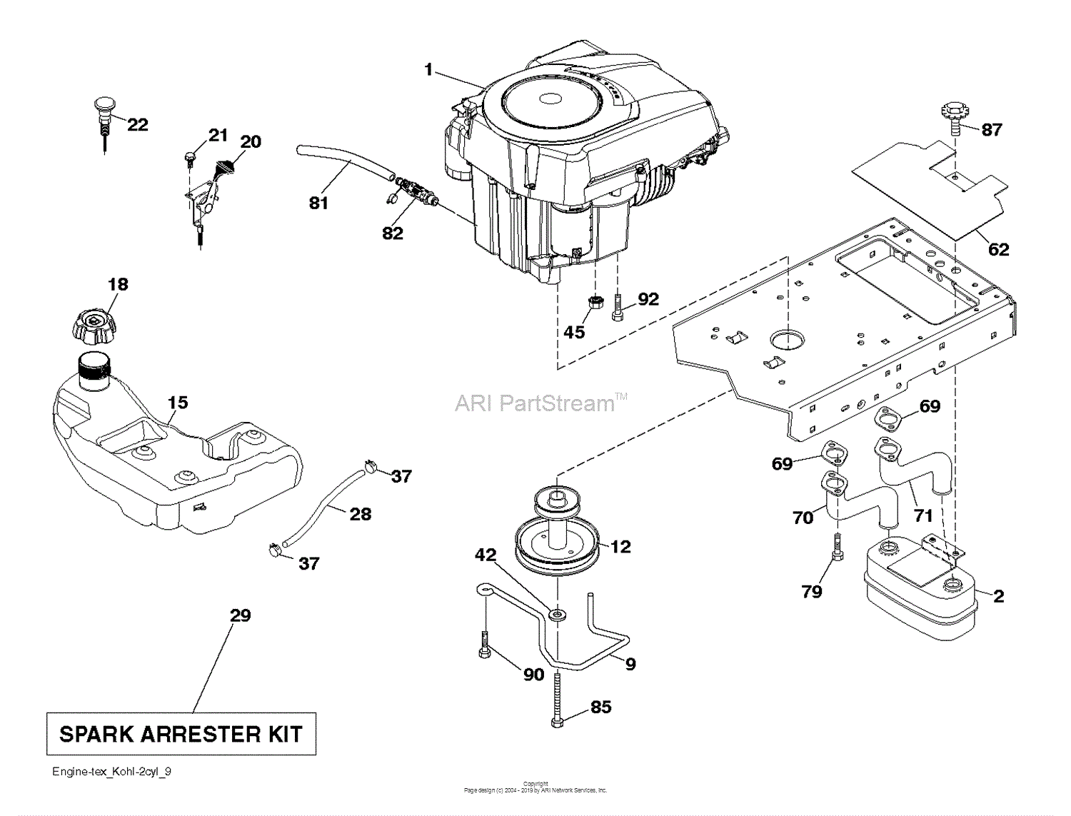 Husqvarna YTH23K46 - 96041027700 (2011-09) Parts Diagram for ENGINE