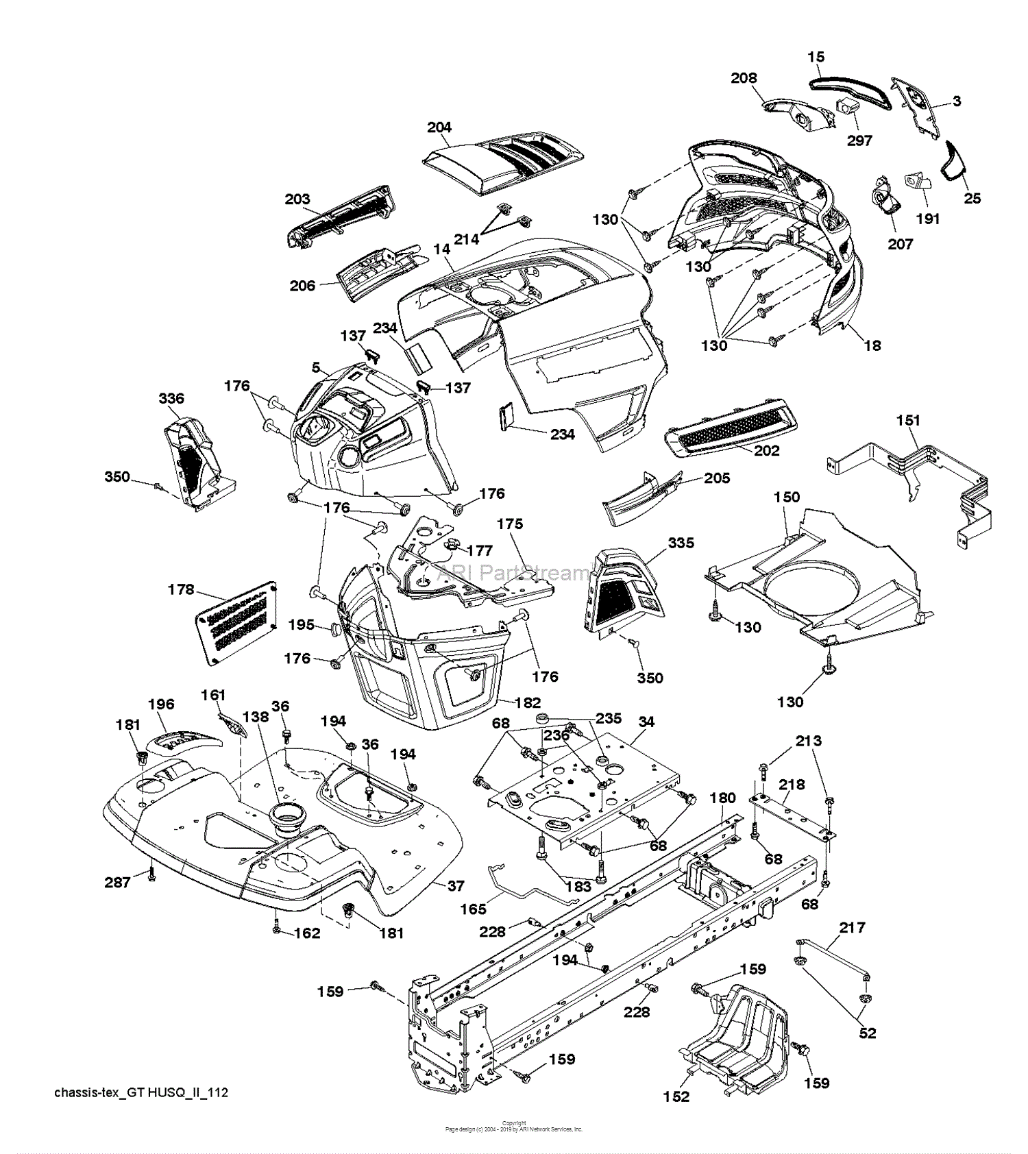 Husqvarna YTH23V42 - 96043014700 (2012-09) Parts Diagram for CHASSIS ...