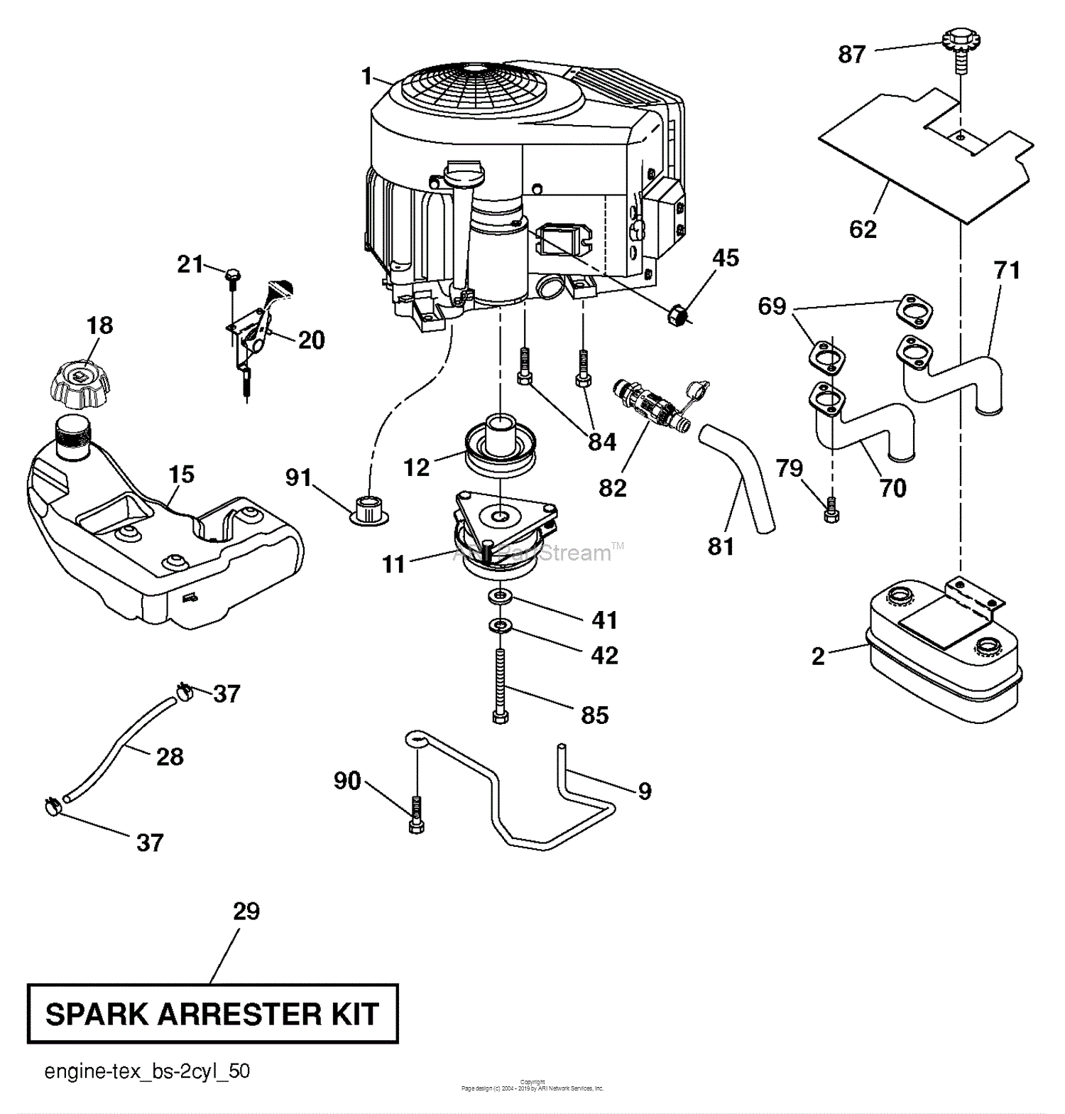 Husqvarna YTH23V48 - 96043008601 (2010-07) Parts Diagram for ENGINE