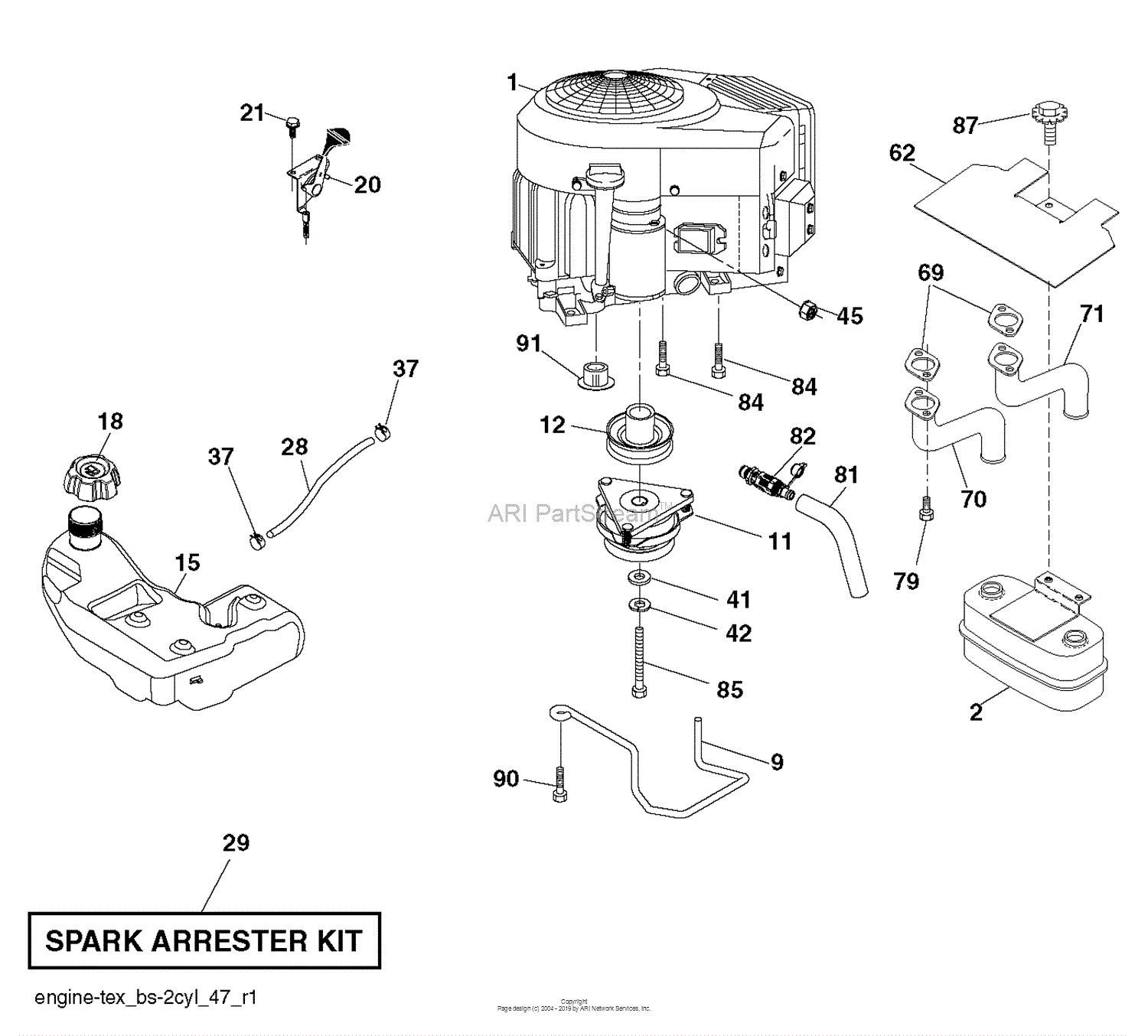 Husqvarna YTH23V48 - 96043011003 (2011-08) Parts Diagram for ENGINE