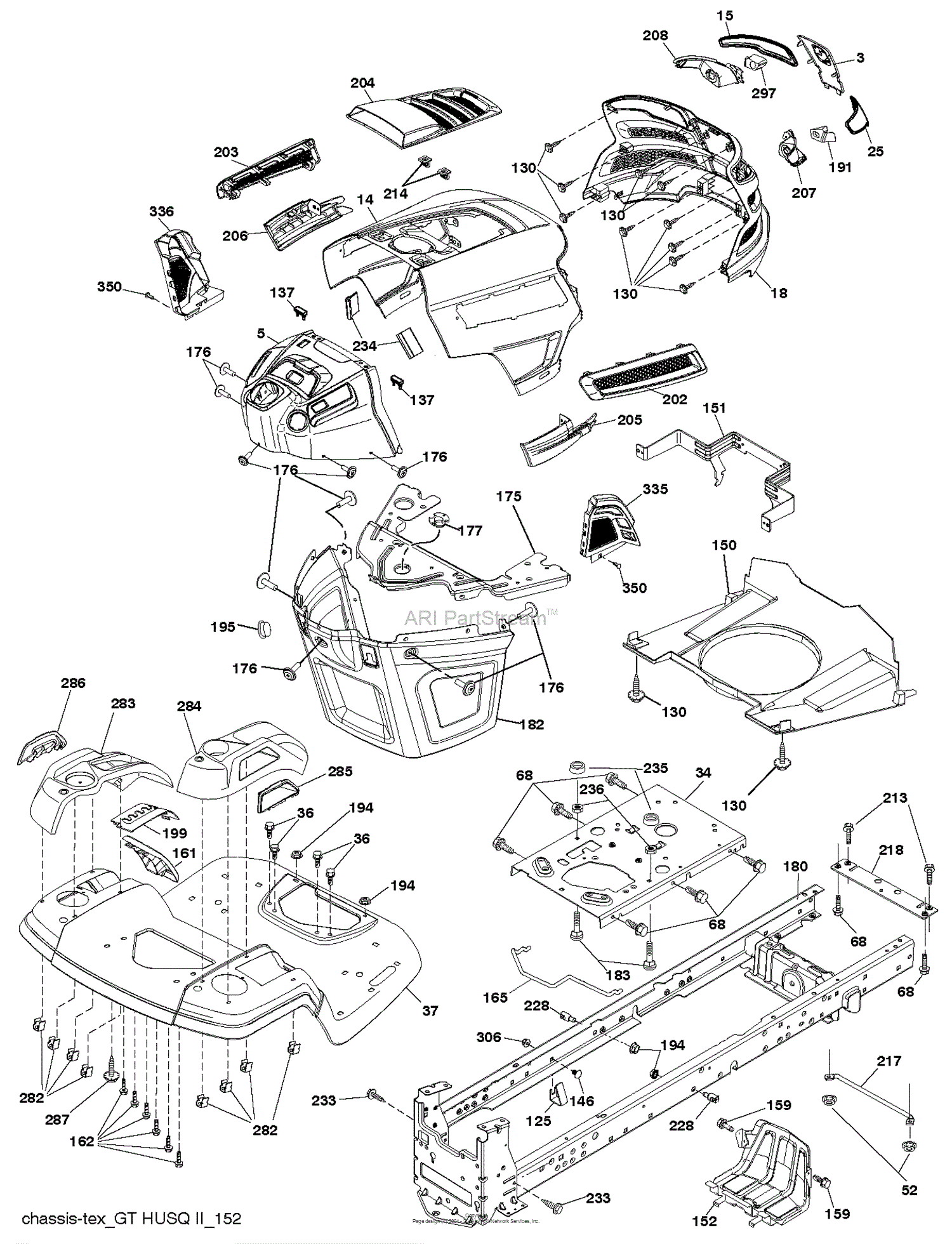 Husqvarna YTH23V48 - 96043017500 (2013-09) Parts Diagram for CHASSIS ...