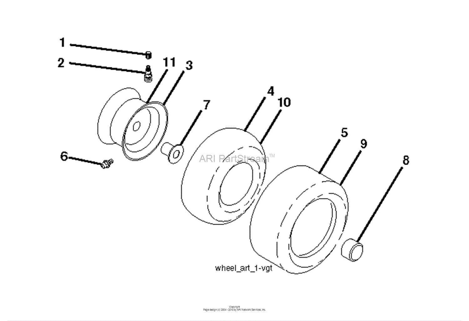 Husqvarna YTH24K48 - 96043014001 (2012-10) Parts Diagram for WHEELS TIRES