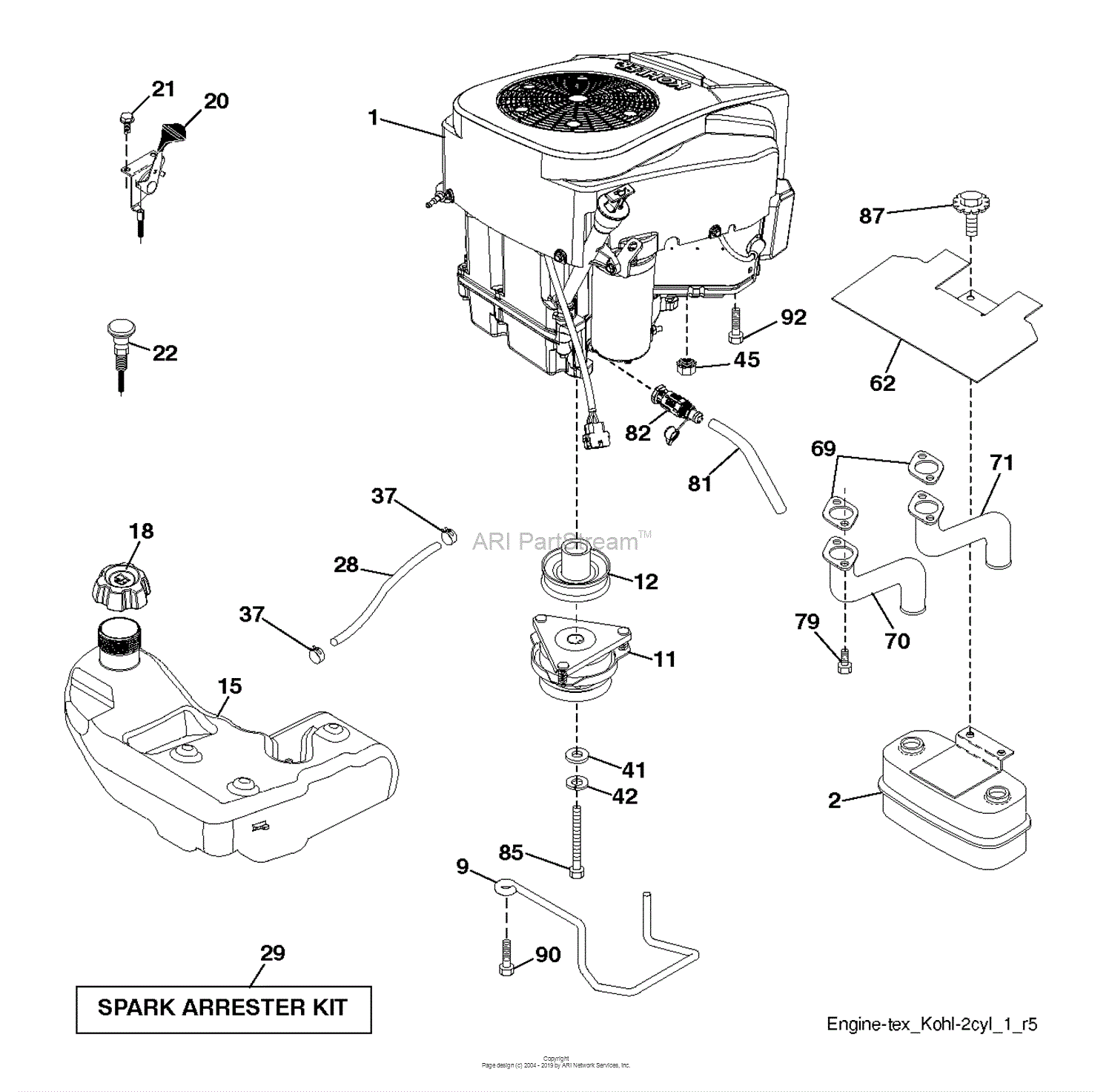 Husqvarna YTH24K54 - 96043013301 (2012-08) Parts Diagram for ENGINE