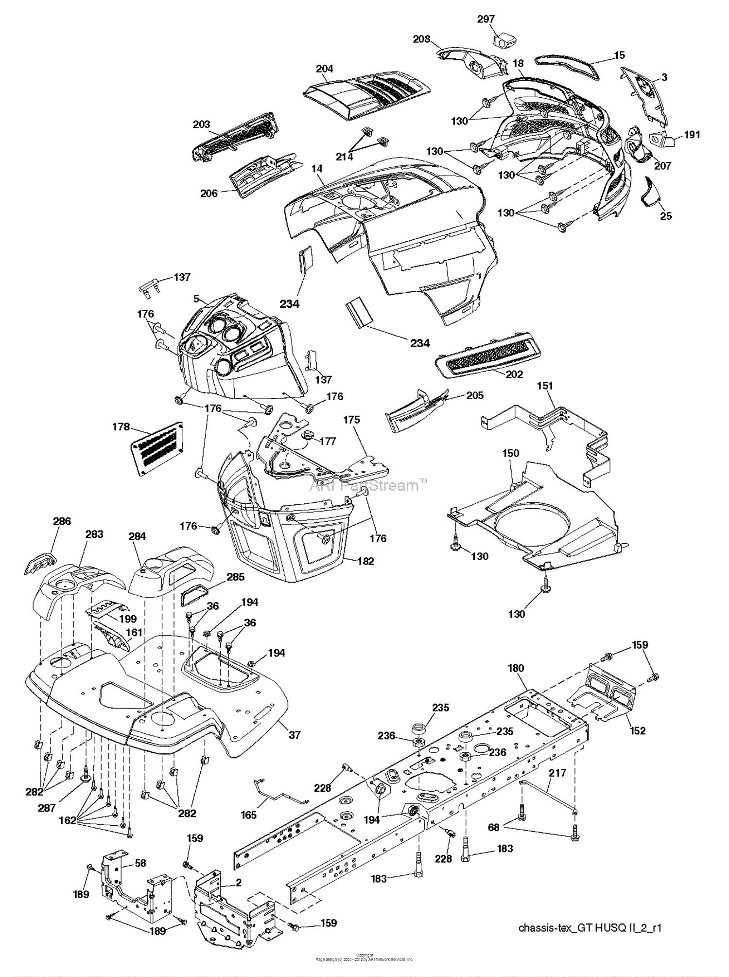 Husqvarna Yth24v42ls - 96043011500 (2010-11) Parts Diagram For Chassis 