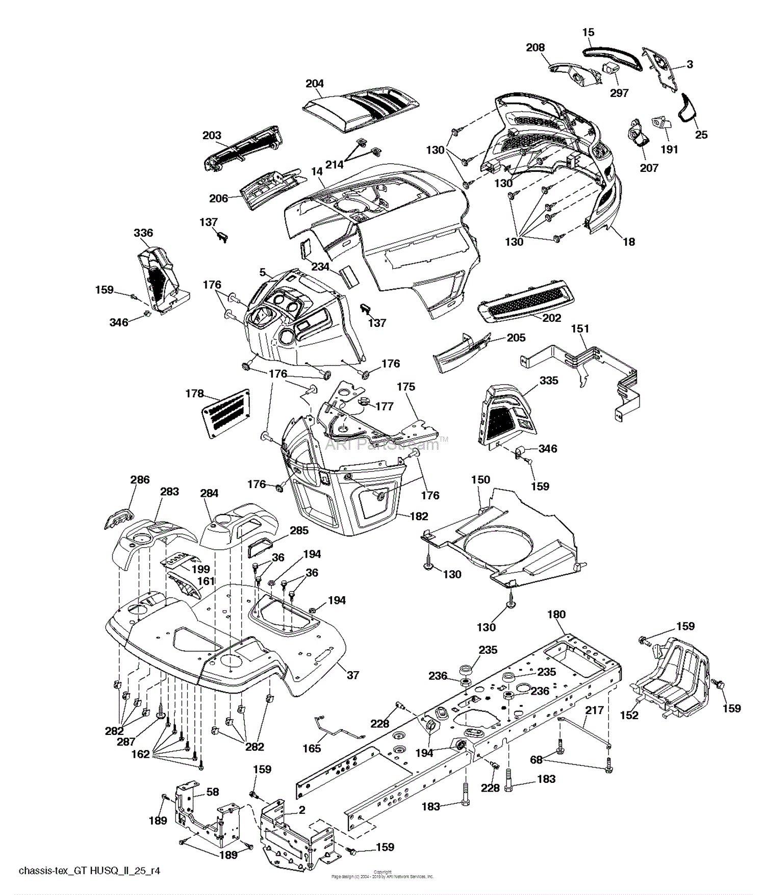 Husqvarna YTH24V42LS - 96048001301 (2011-11) Parts Diagram for CHASSIS ...