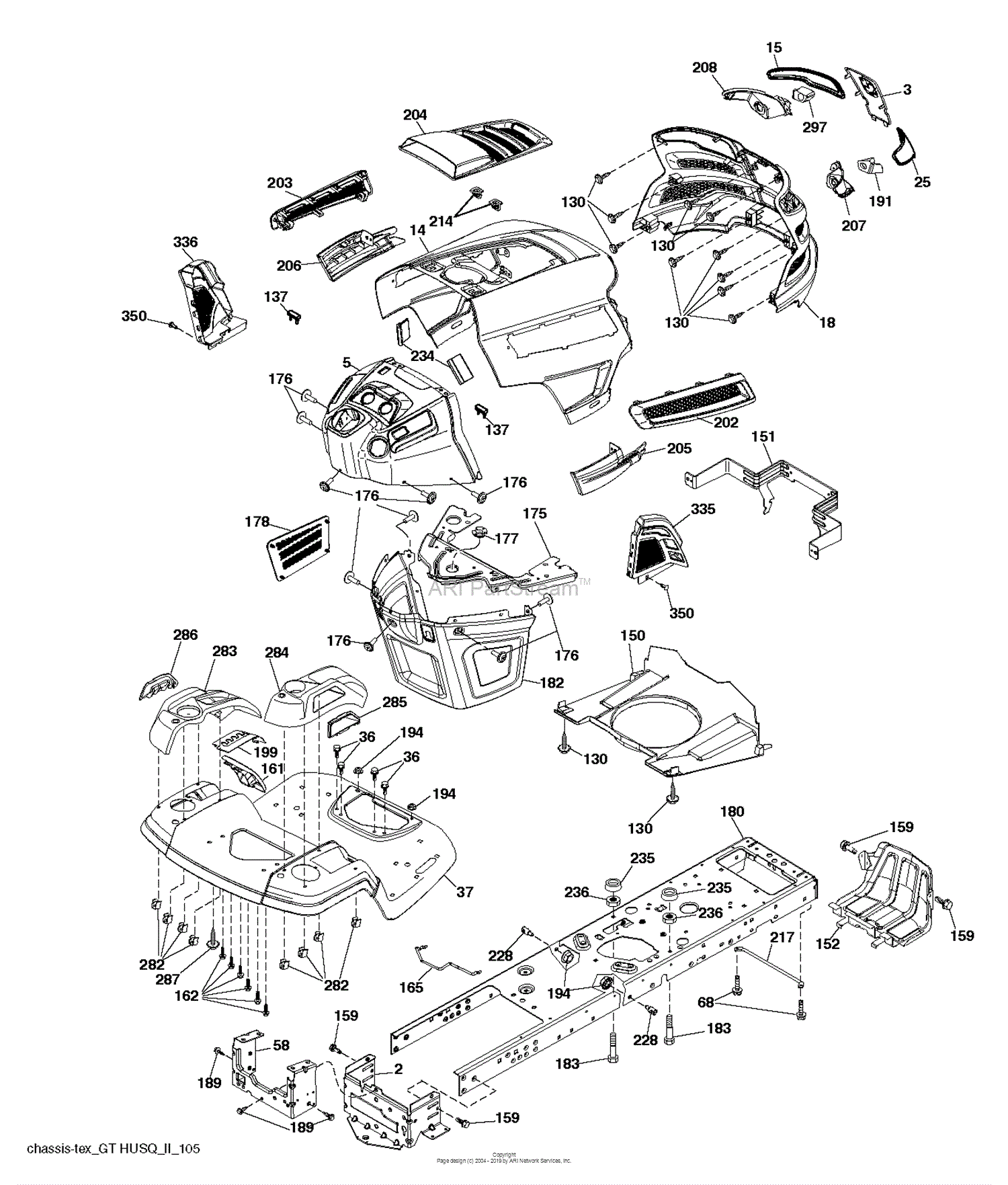 Husqvarna YTH24V42LS - 96048001302 (2012-08) Parts Diagram for CHASSIS ...