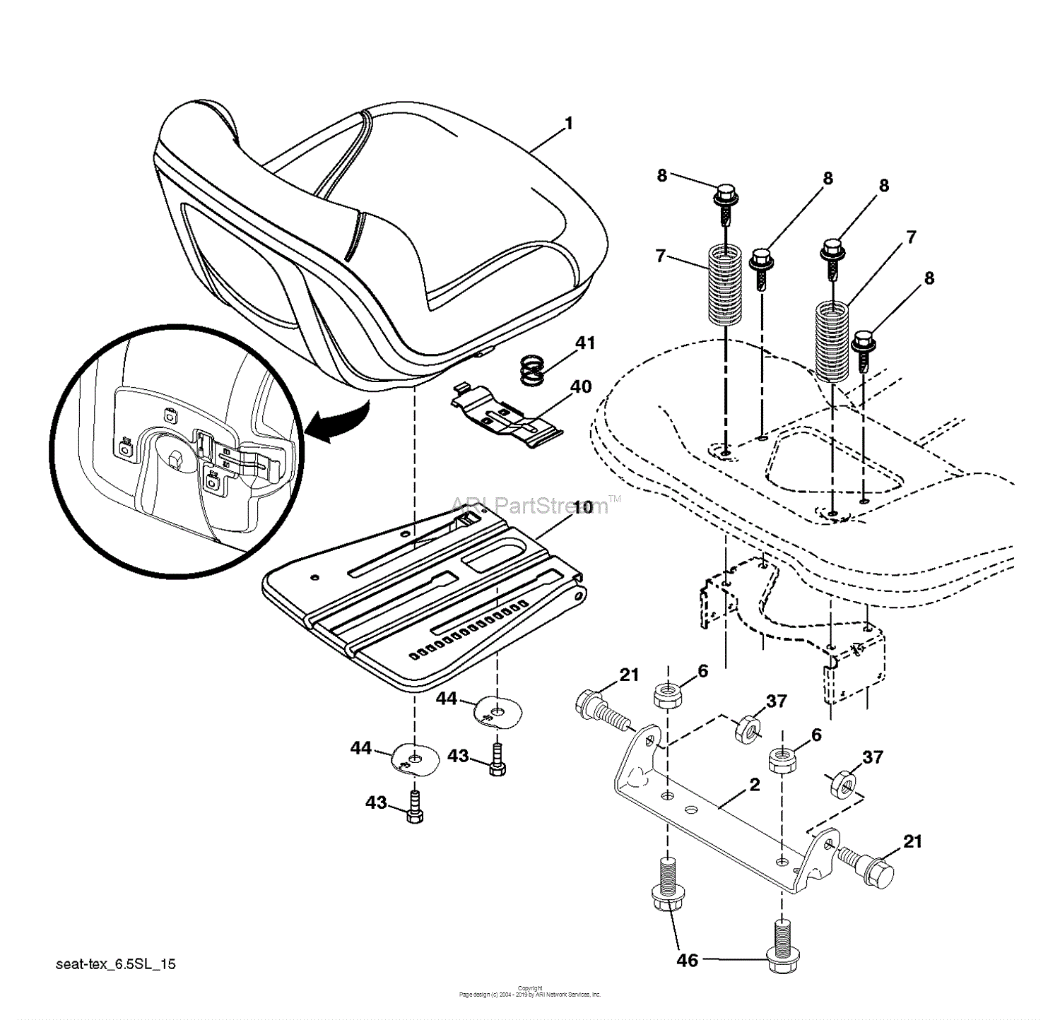 Husqvarna YTH24V48 96045006800 (201709) Parts Diagram for SEAT