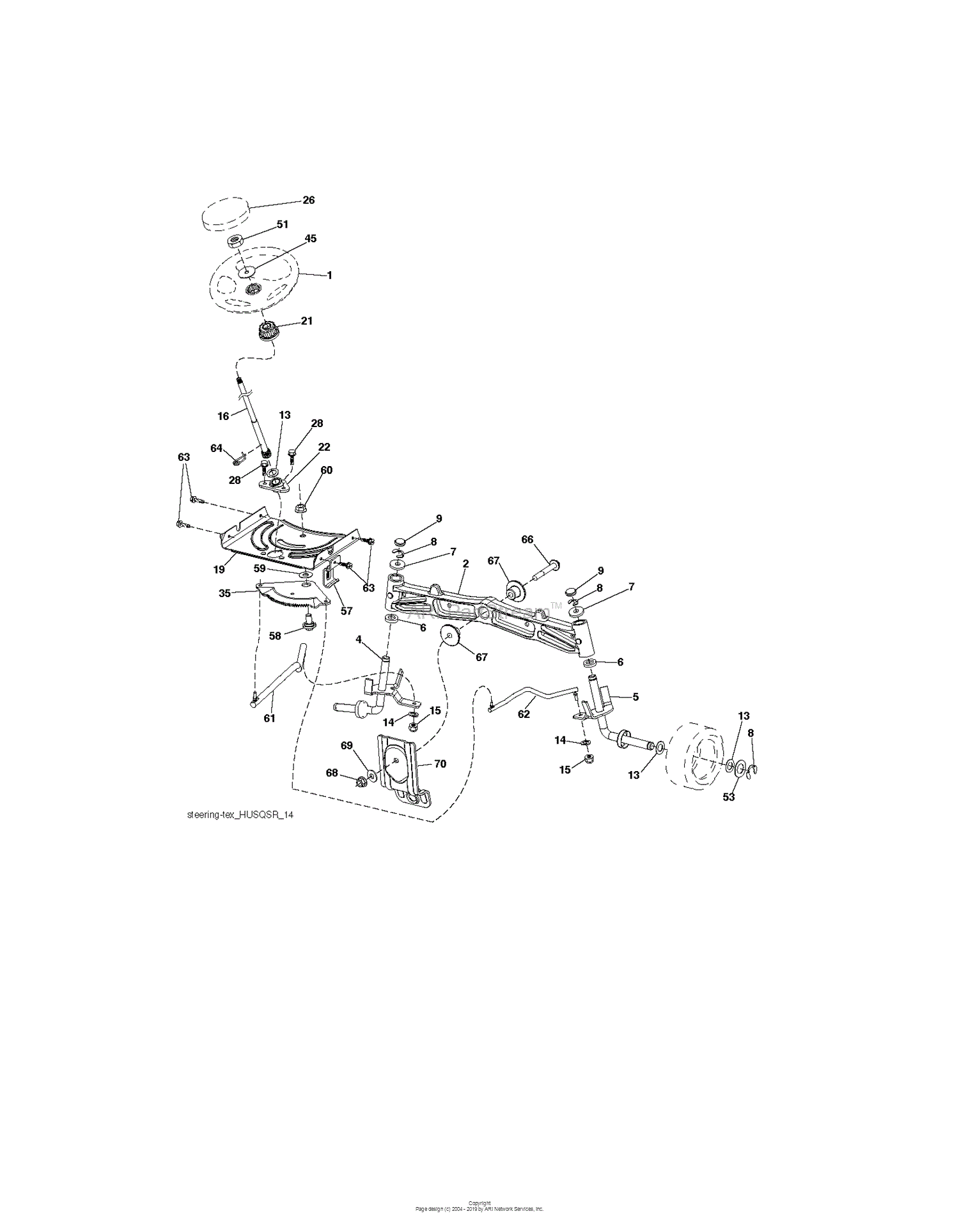 Husqvarna YTH24V54 - 289640 (2010-05) Parts Diagram for STEERING