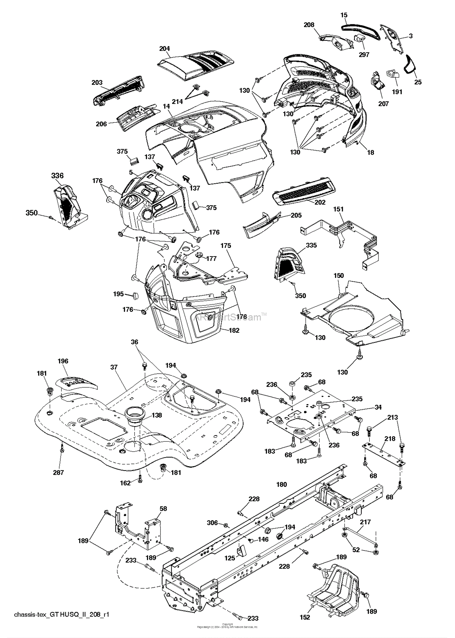 Husqvarna Yth24v54 96043025900 2017 09 Parts Diagram For Chassis Frame 9832