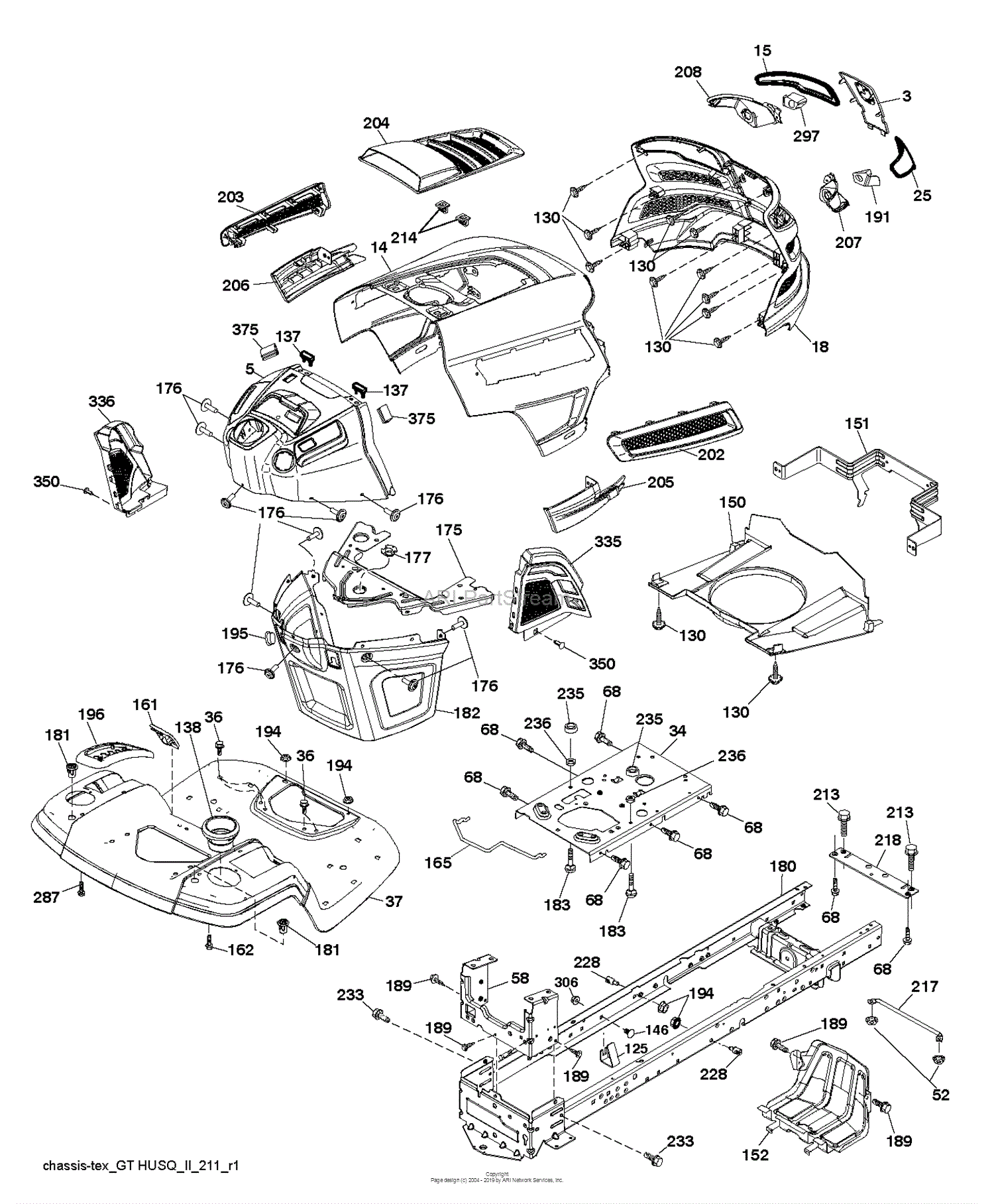 Husqvarna YTH24V54 - 96045006900 (2017-09) Parts Diagram for CHASSIS ...