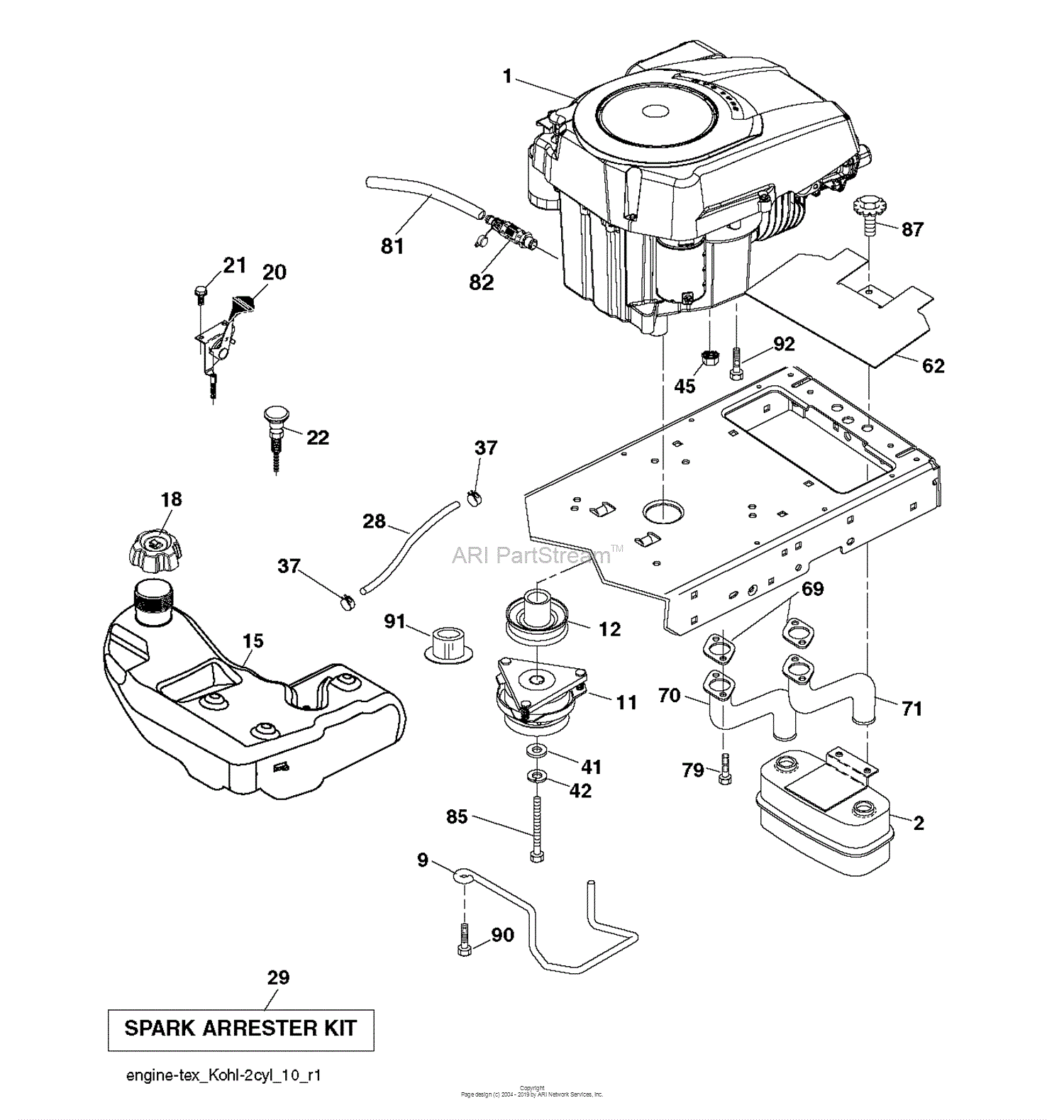 Husqvarna YTH25K54 - 96048003401 (2012-08) Parts Diagram for ENGINE