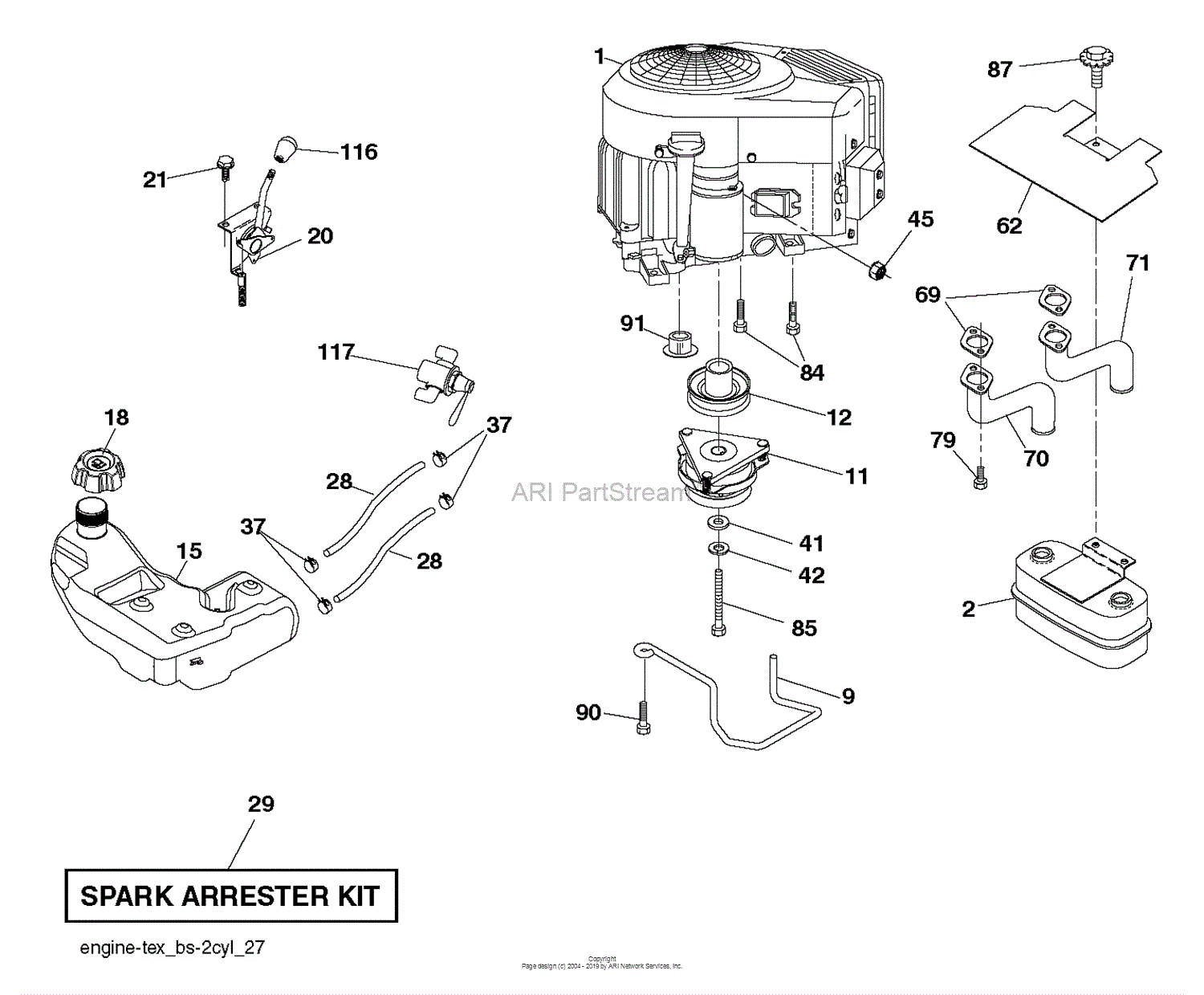 Husqvarna YTH2648TDRF - 96041026401 (2012-02) Parts Diagram for ENGINE