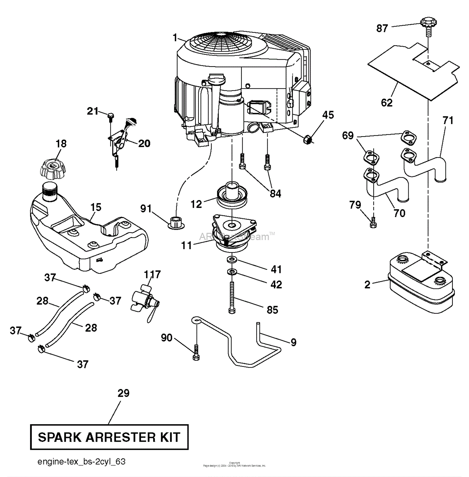 Husqvarna YTH2648TF - 96041017402 (2011-02) Parts Diagram for ENGINE