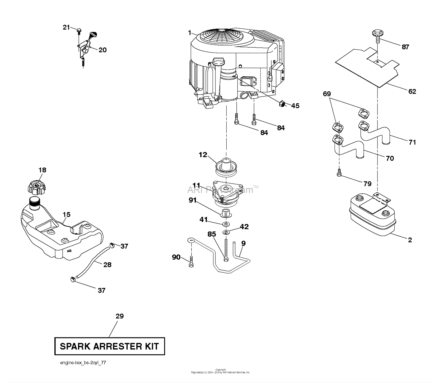 Husqvarna YTH26V54 - 96043011103 (2012-05) Parts Diagram for ENGINE